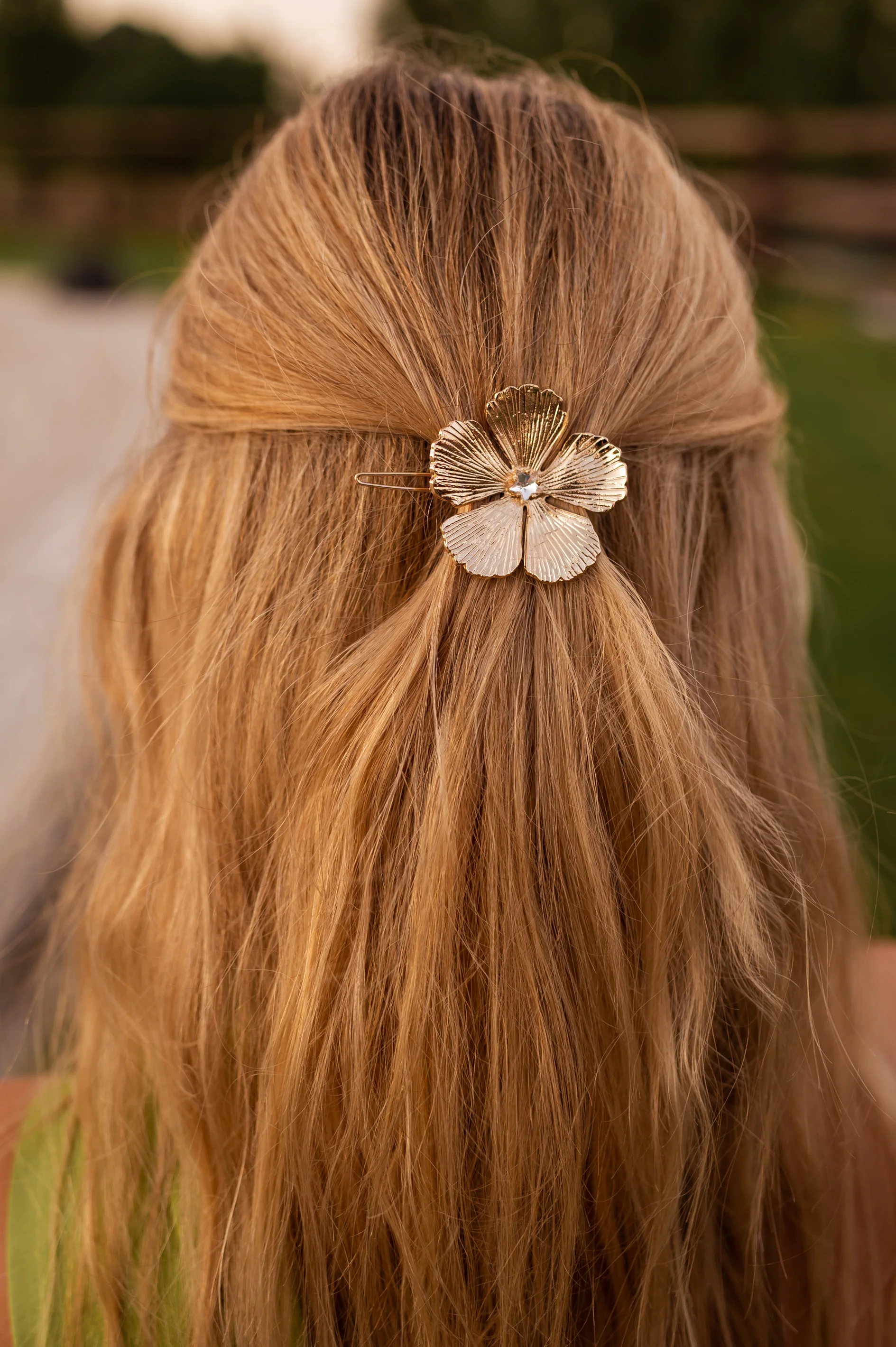 Barrette Fleur - dorée - Image 3