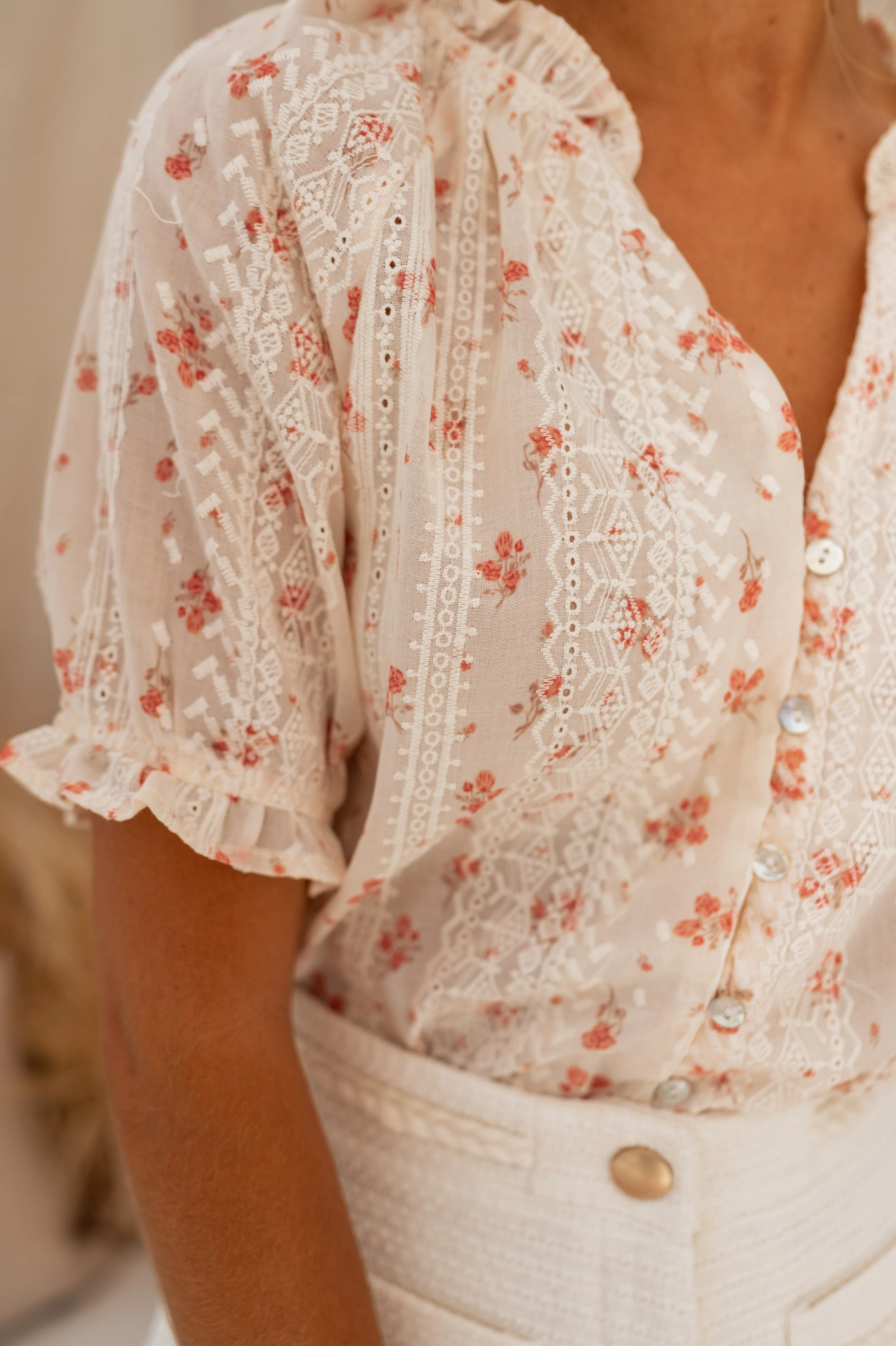 Blouse Carine - écrue en broderie - Image 3