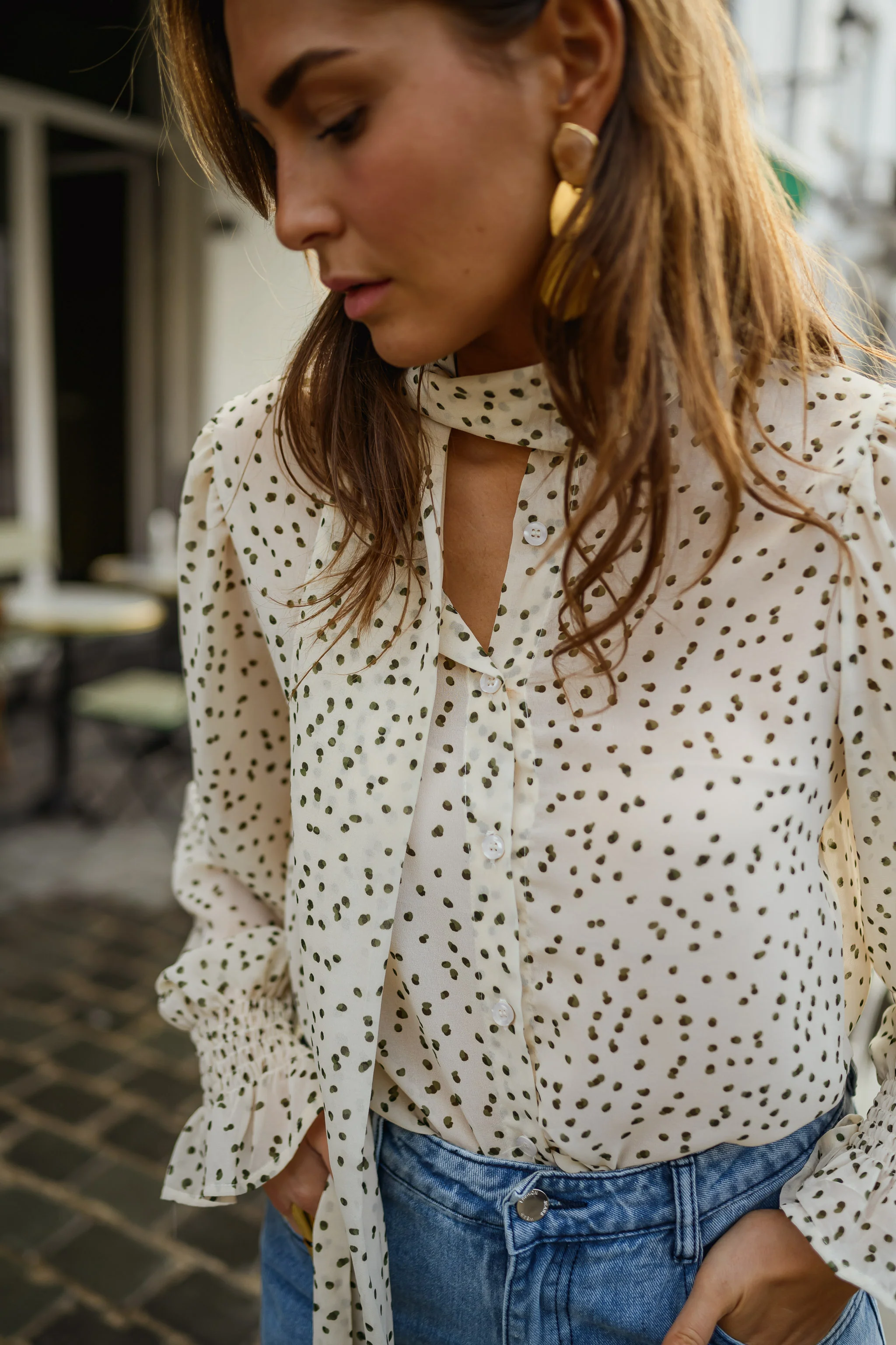 Blouse Clarissa - écrue à pois - Image 3