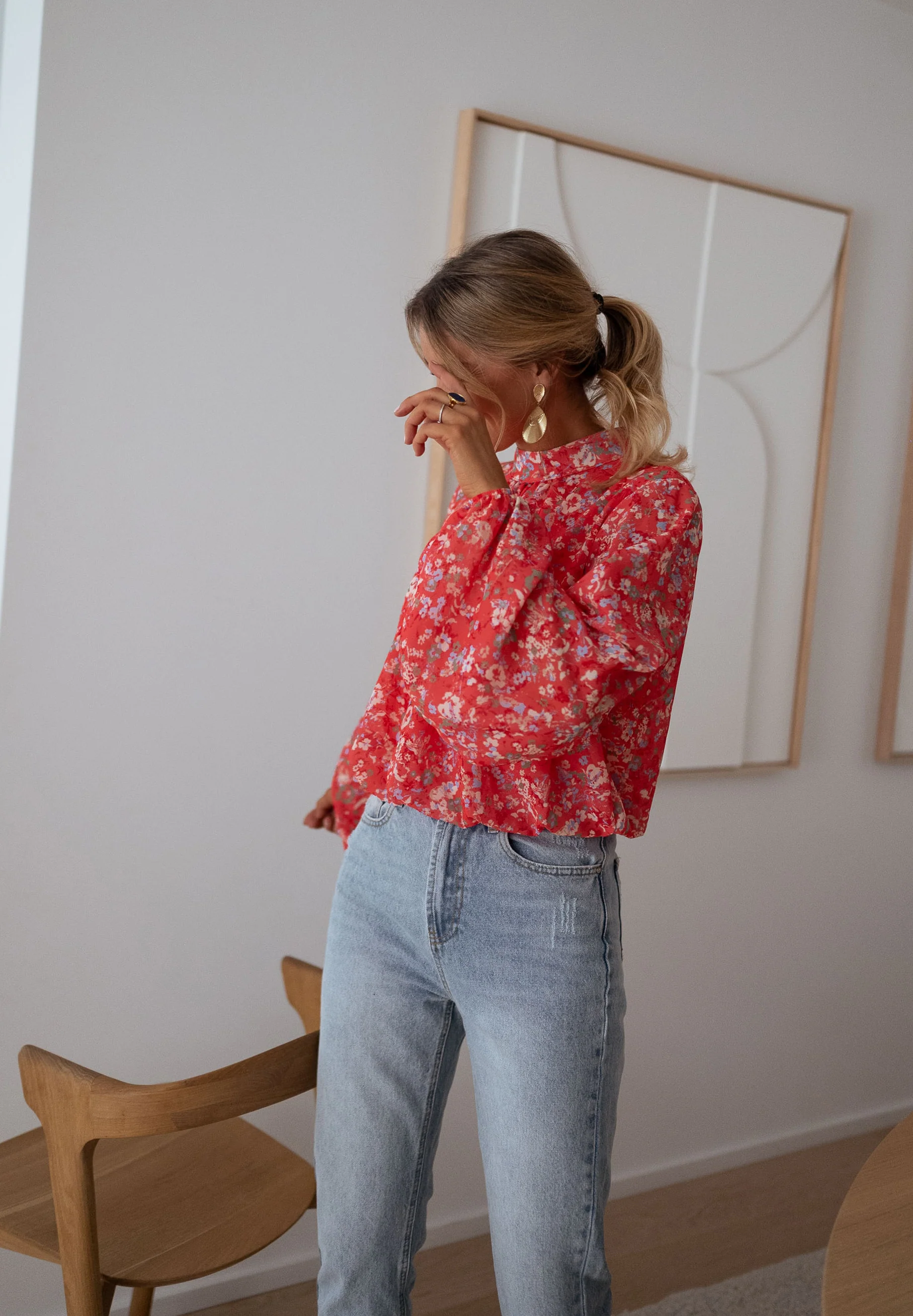 Blouse Doma - corail à fleurs - Image 6