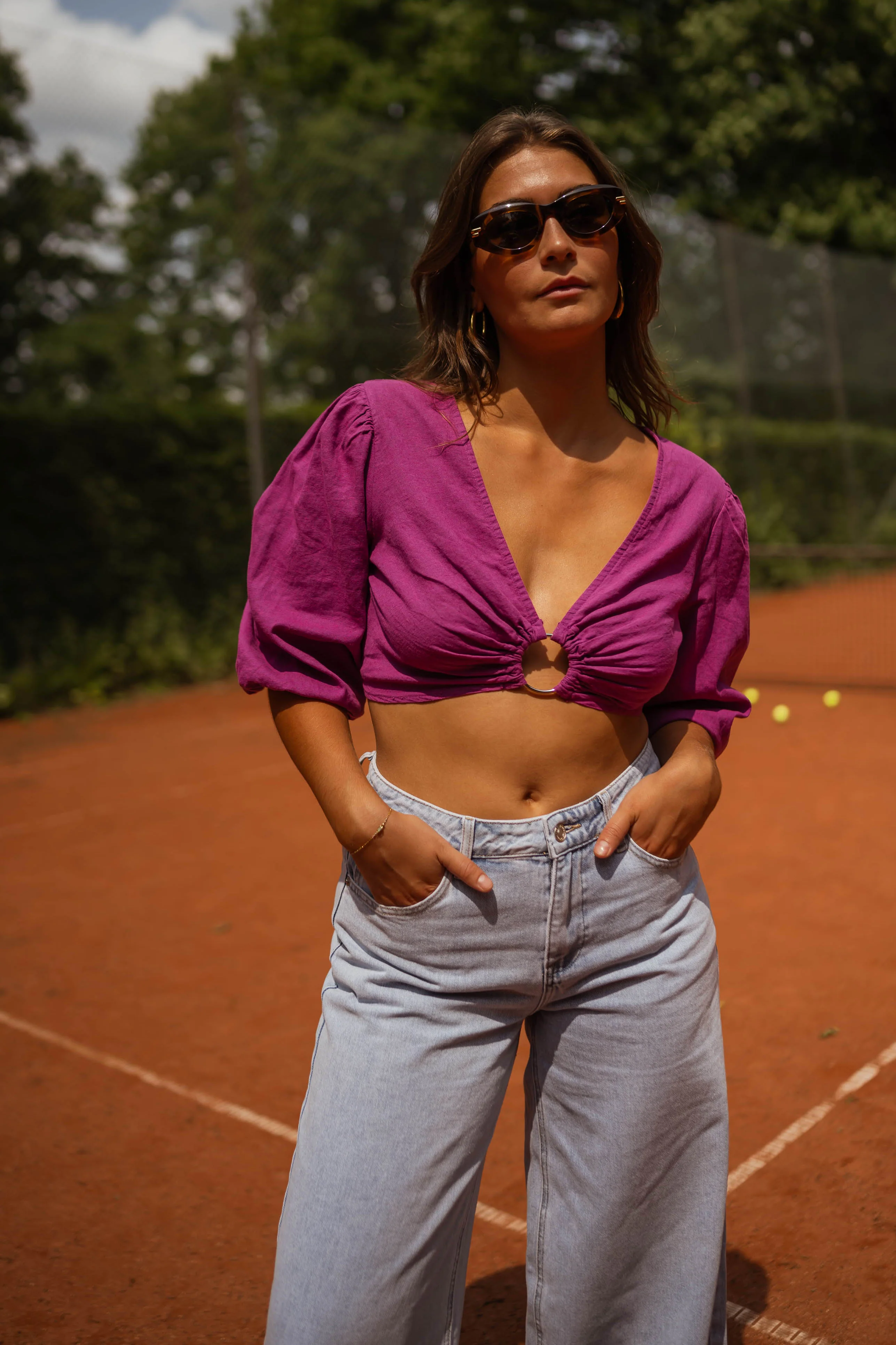 Blouse Kelya - mauve en lin - Image 3