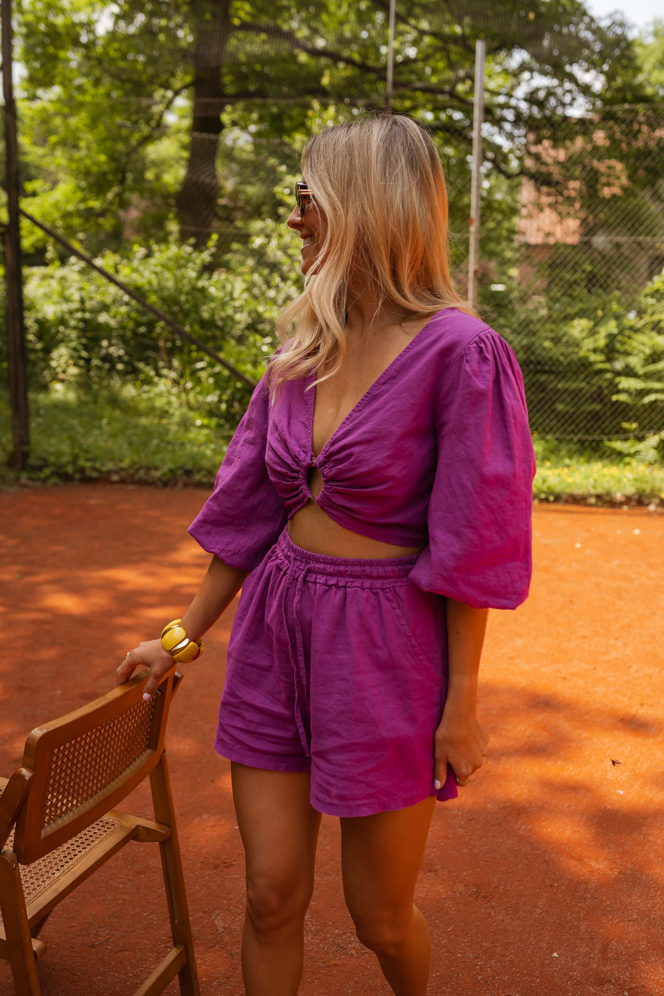 Blouse Kelya - mauve en lin - Image 5
