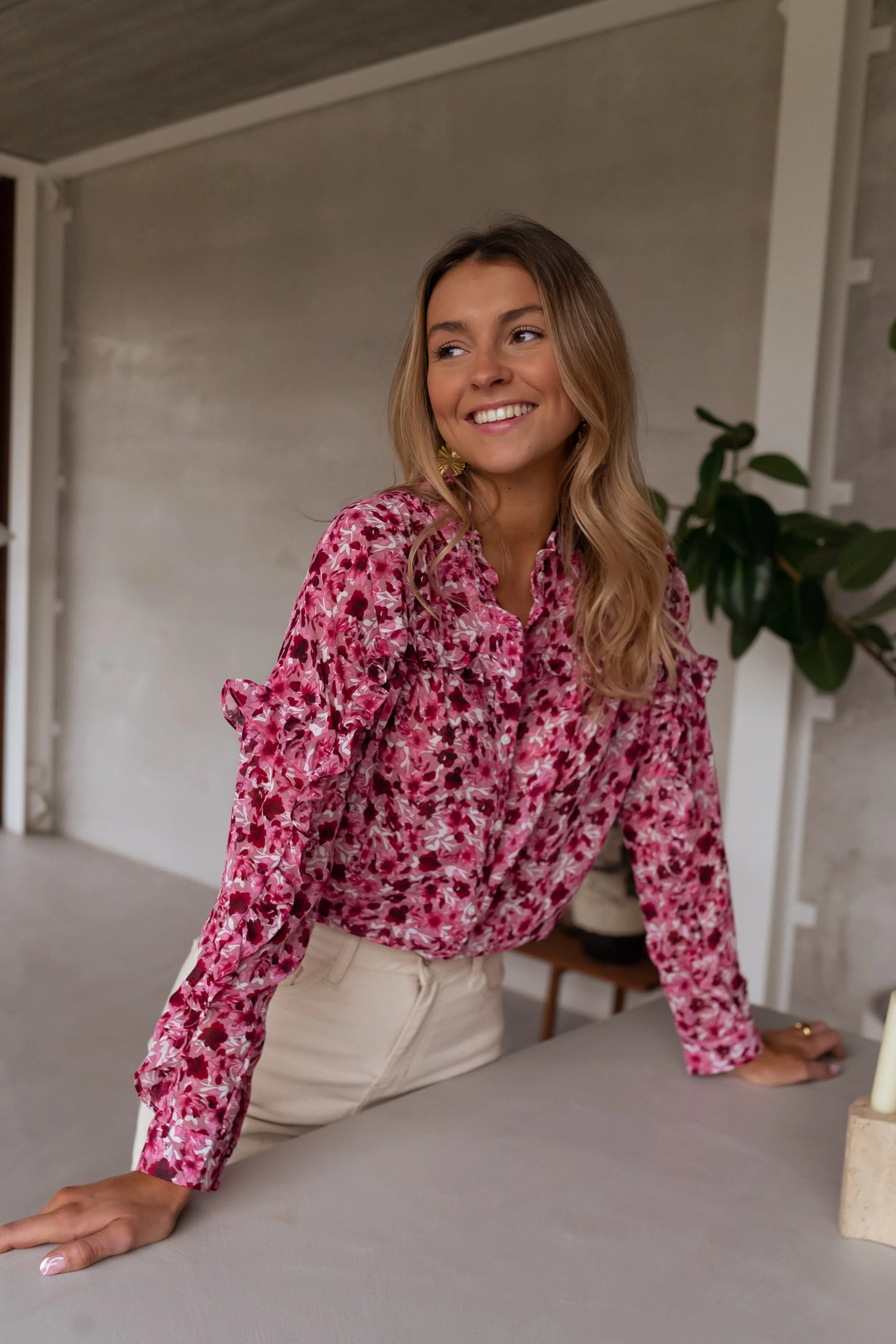 Blouse Ogda - rose à fleurs - Image 5