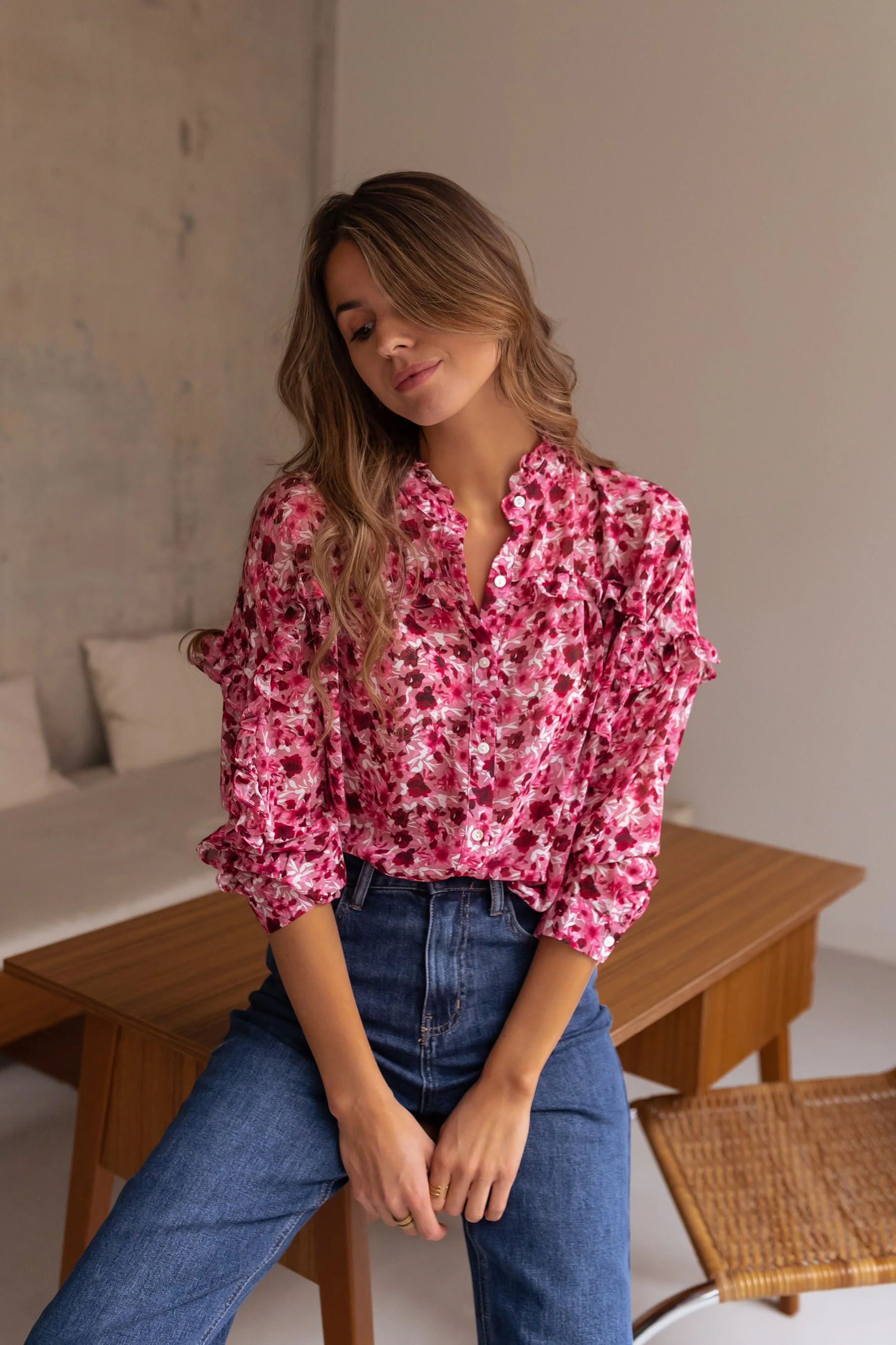 Blouse Ogda - rose à fleurs - Image 6