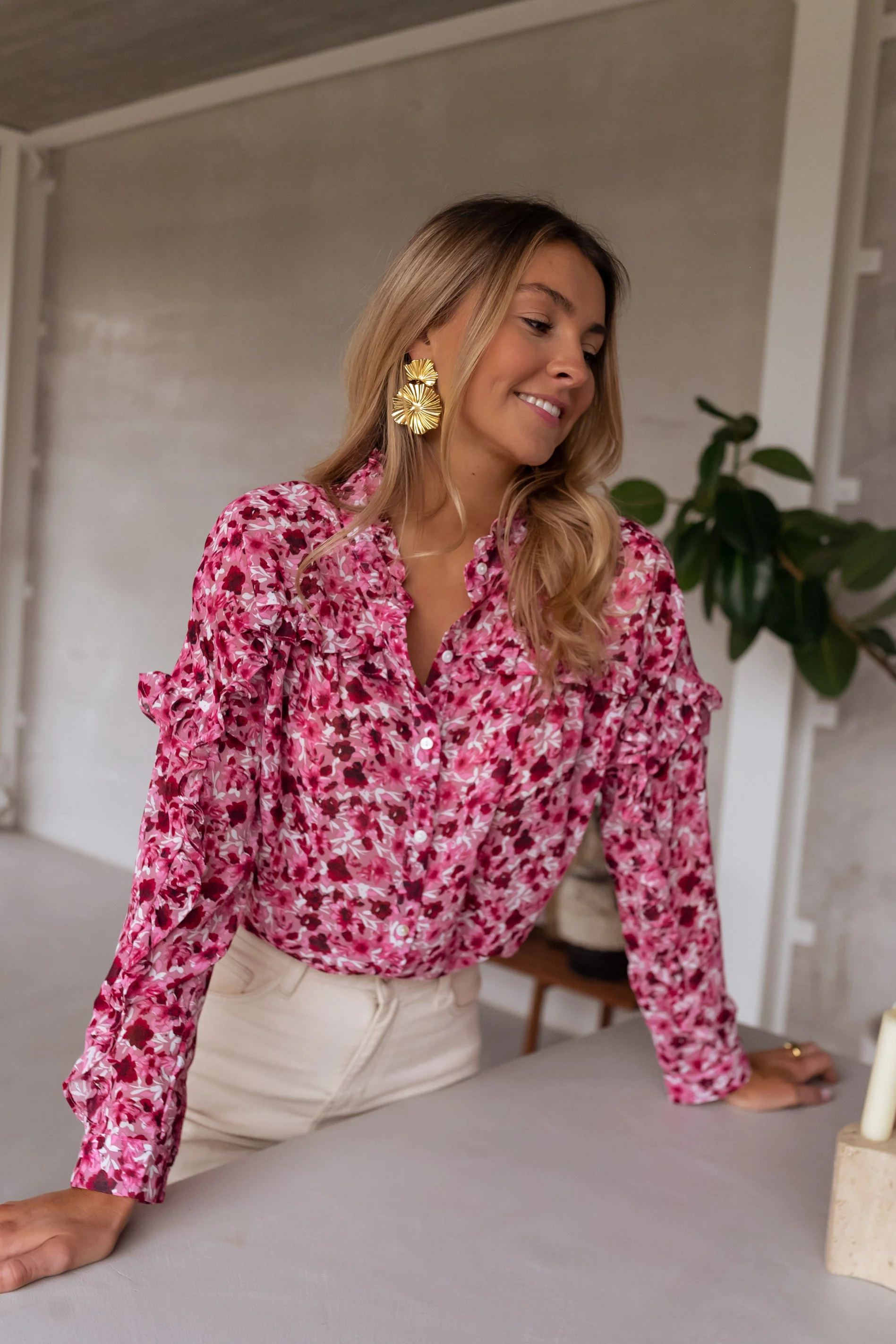 Blouse Ogda - rose à fleurs - Image 7