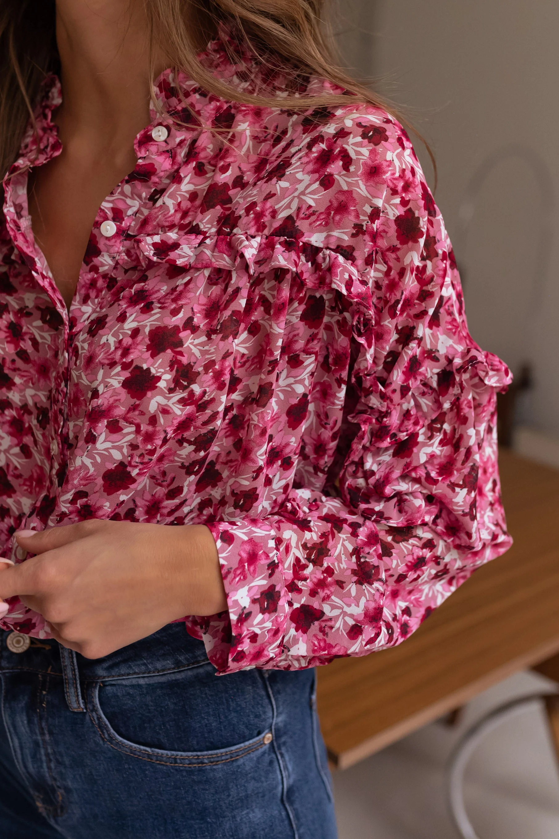 Blouse Ogda - rose à fleurs - Image 8