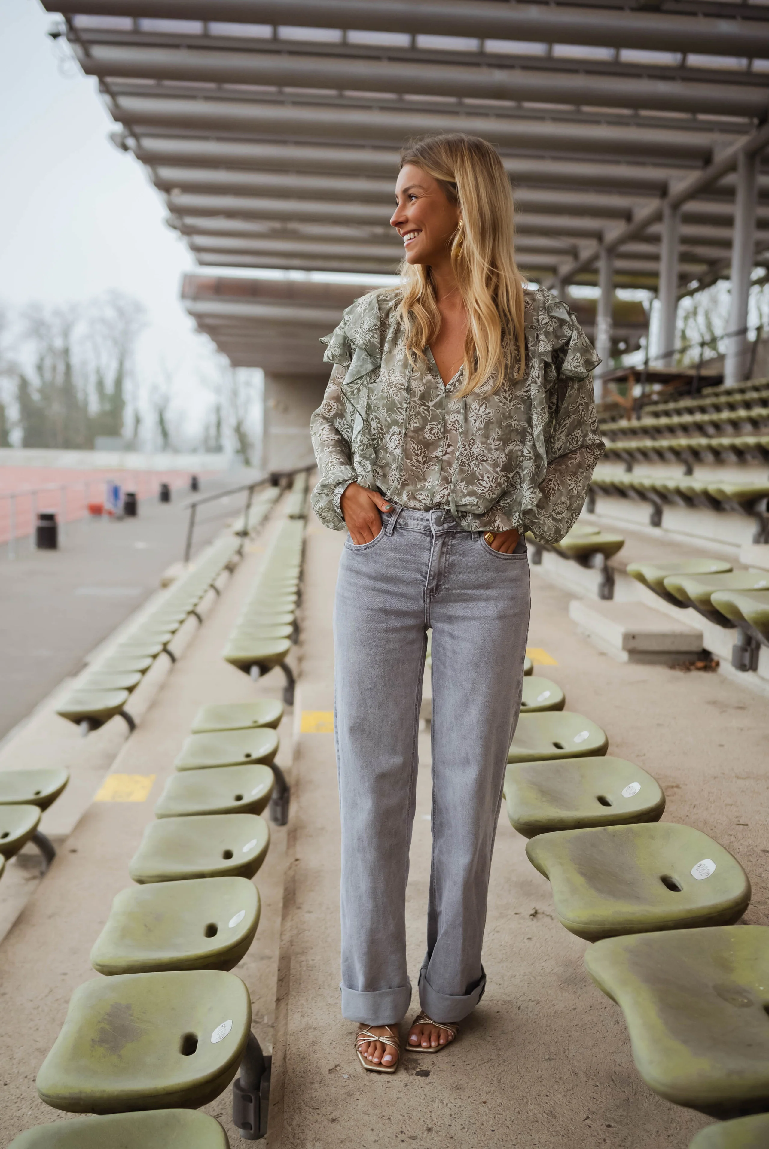 Blouse Reva - verte et écrue - Image 6