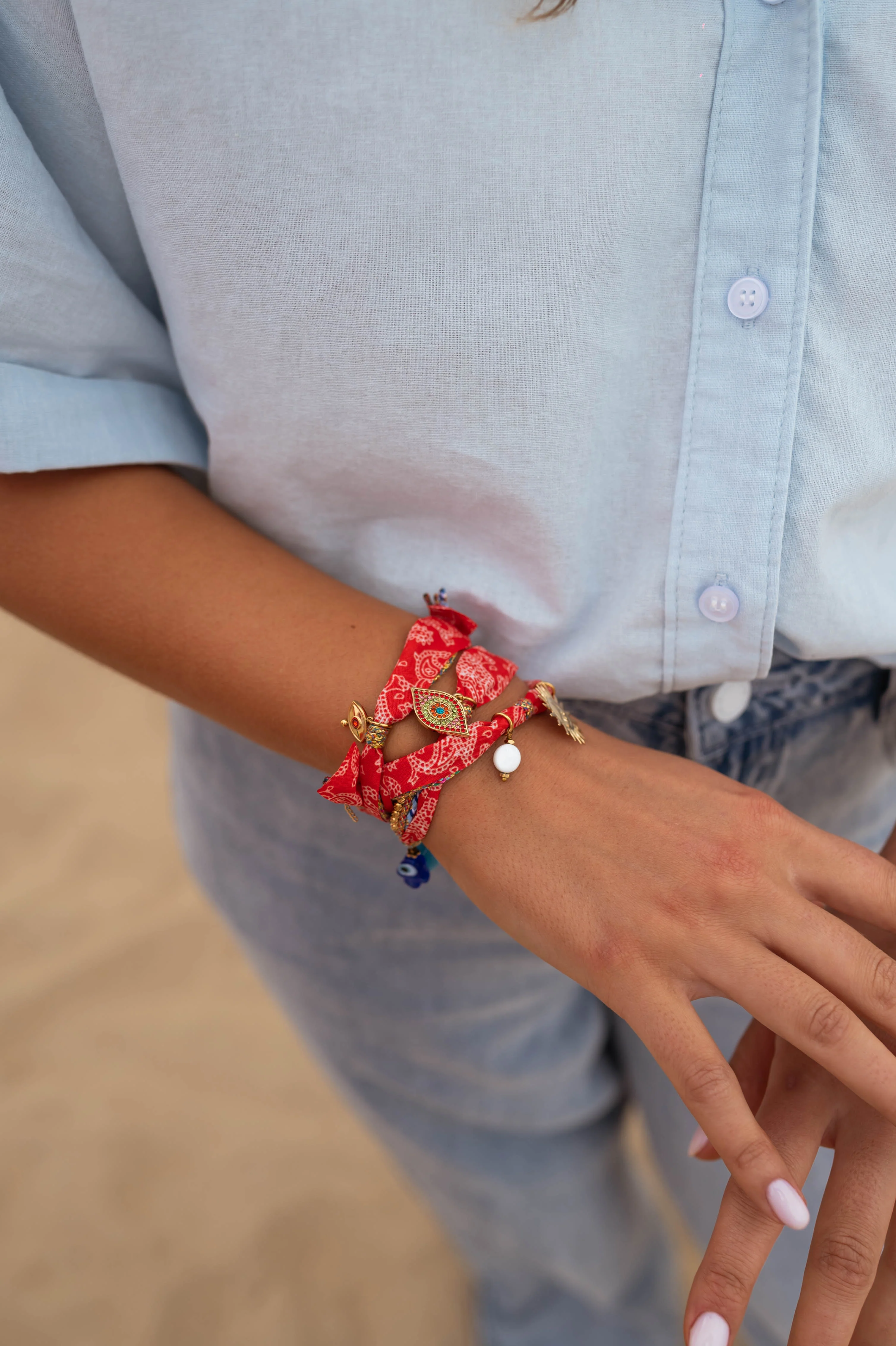 Bracelet Louny - rouge et doré - Image 3