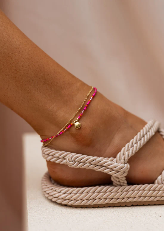 Chaine de cheville Gunzo - rose et dorée - Image 3