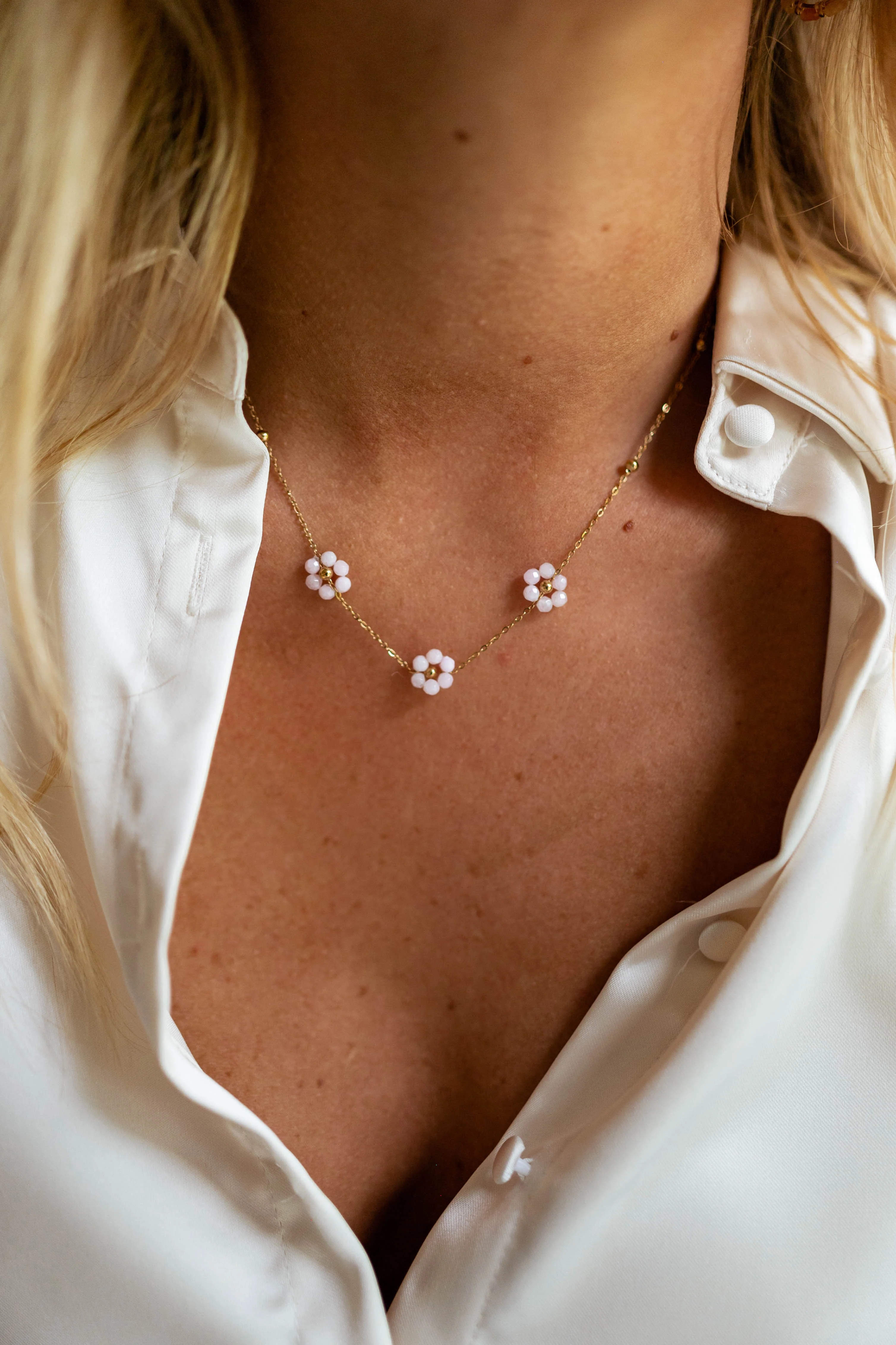 Collier Flowi - rose clair et doré - Image 3