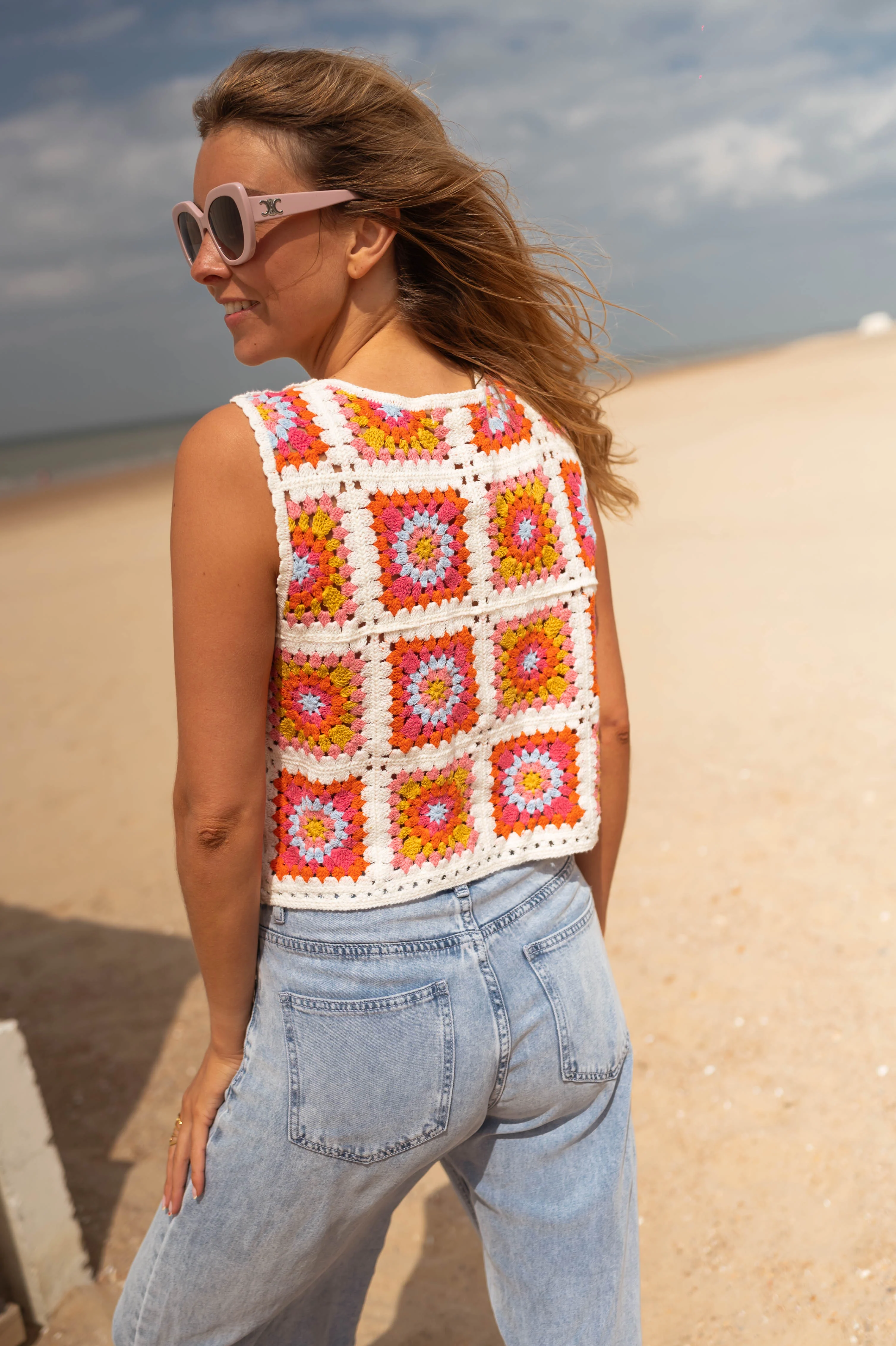 Gilet Aimee - rose et orange - Image 6