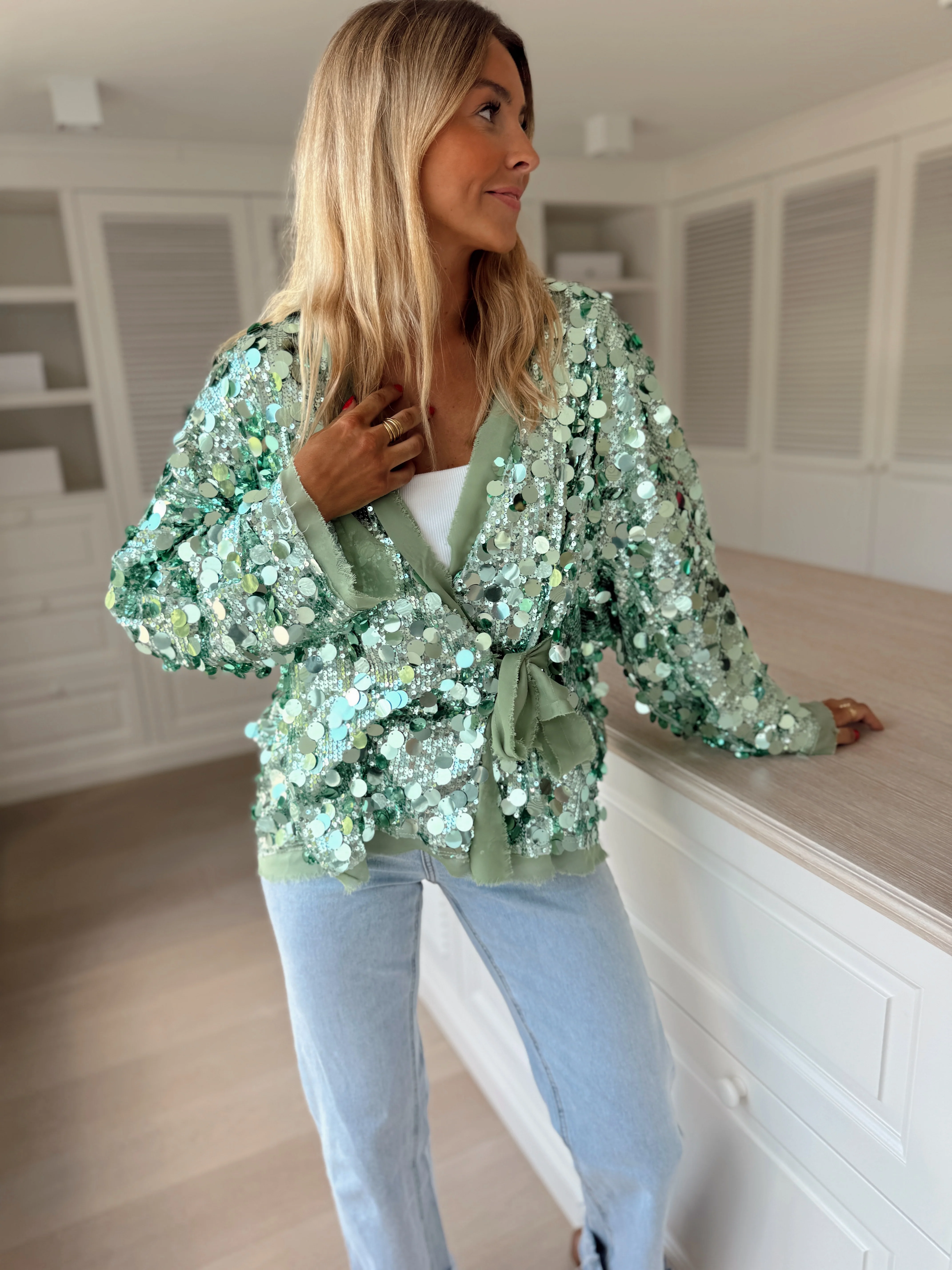 Gilet Phibie - vert à paillettes - Image 2