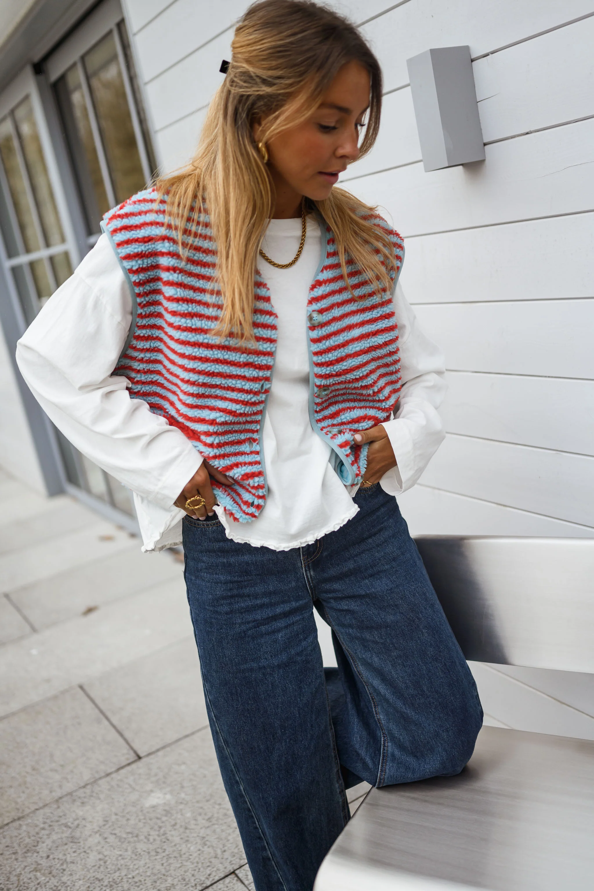 Gilet Taoh - bleu et corail - Image 4