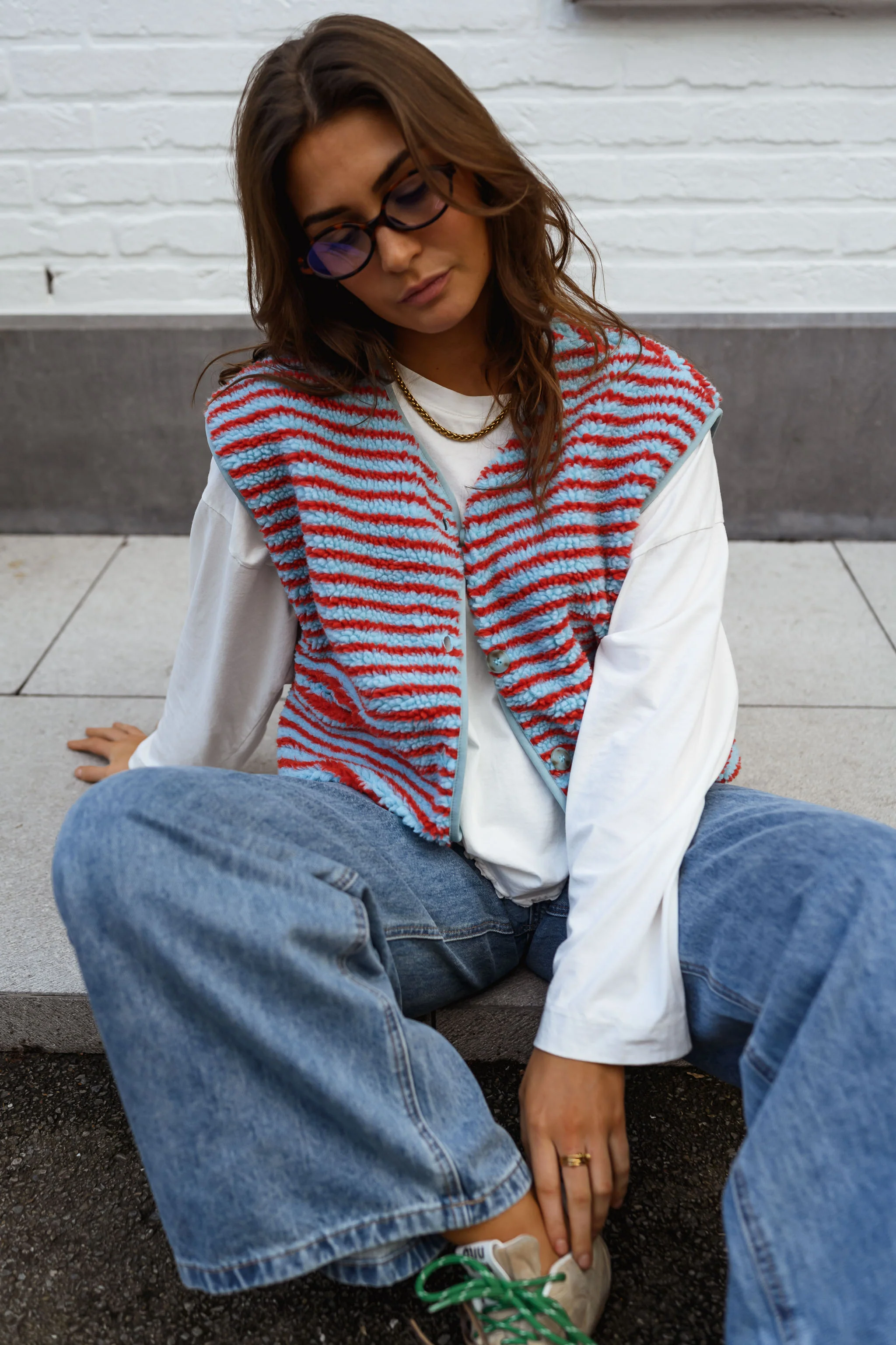 Gilet Taoh - bleu et corail - Image 9