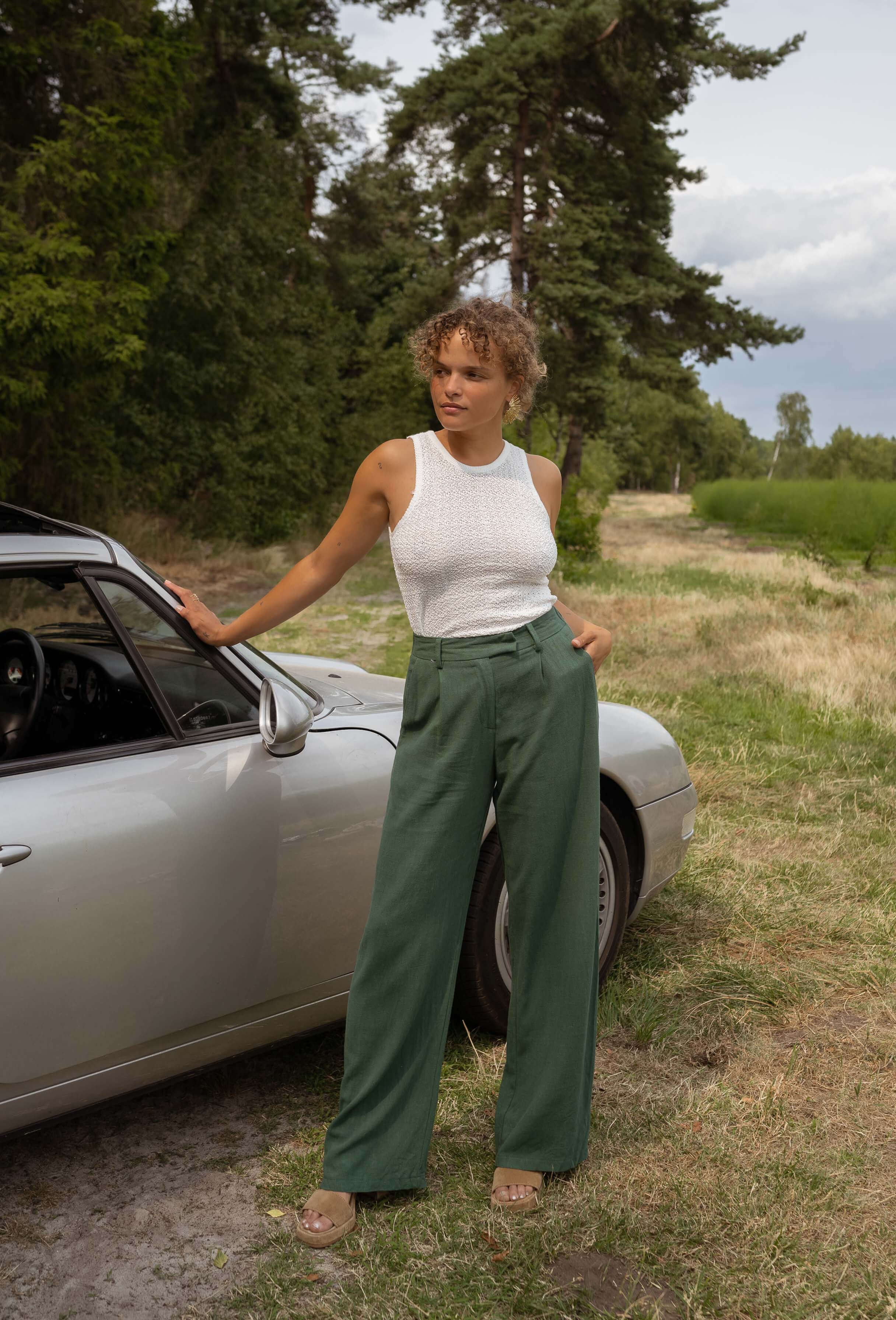 Pantalon Joey - vert sapin en lin - Image 11