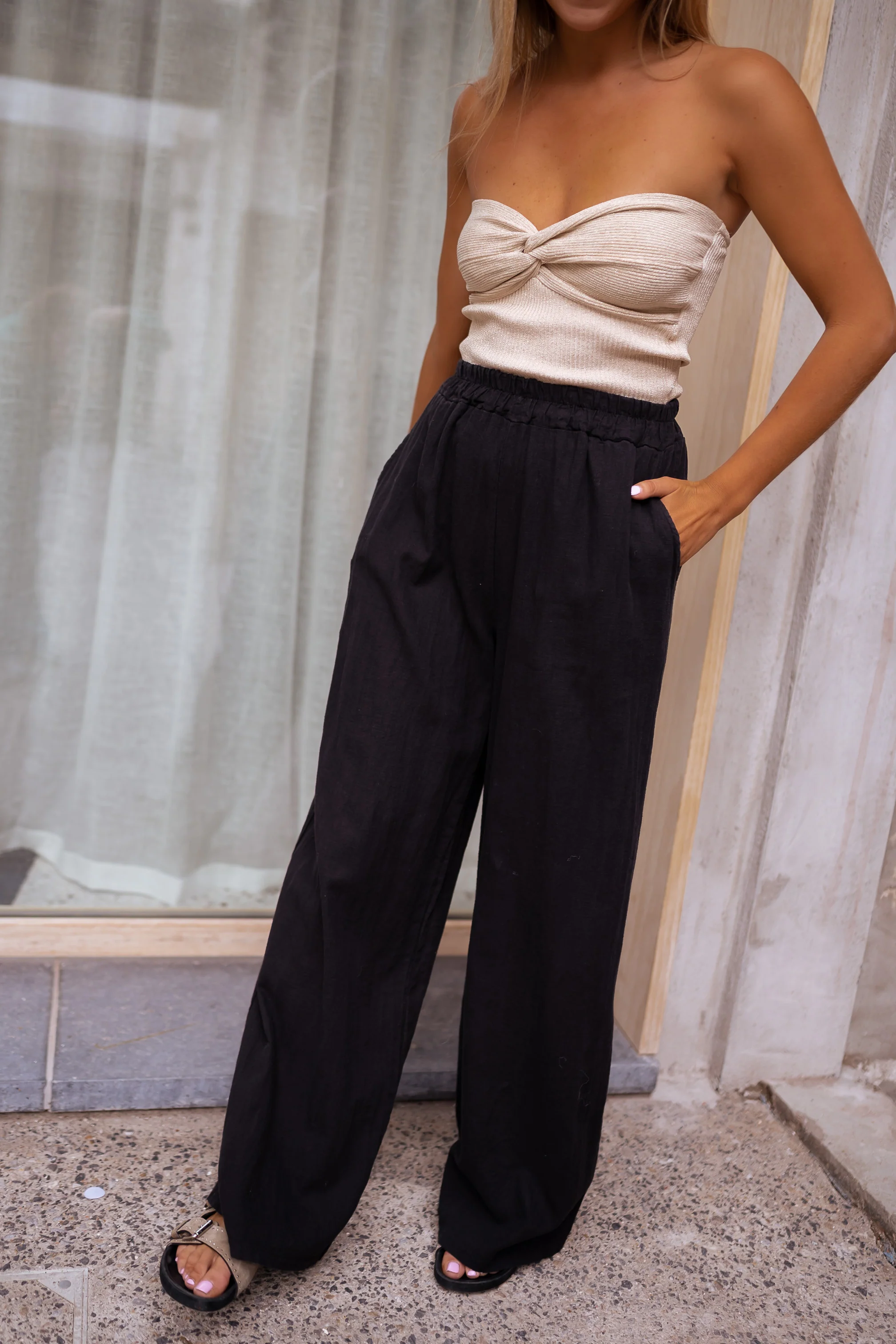 Pantalon Tim en lin - noir - Image 3