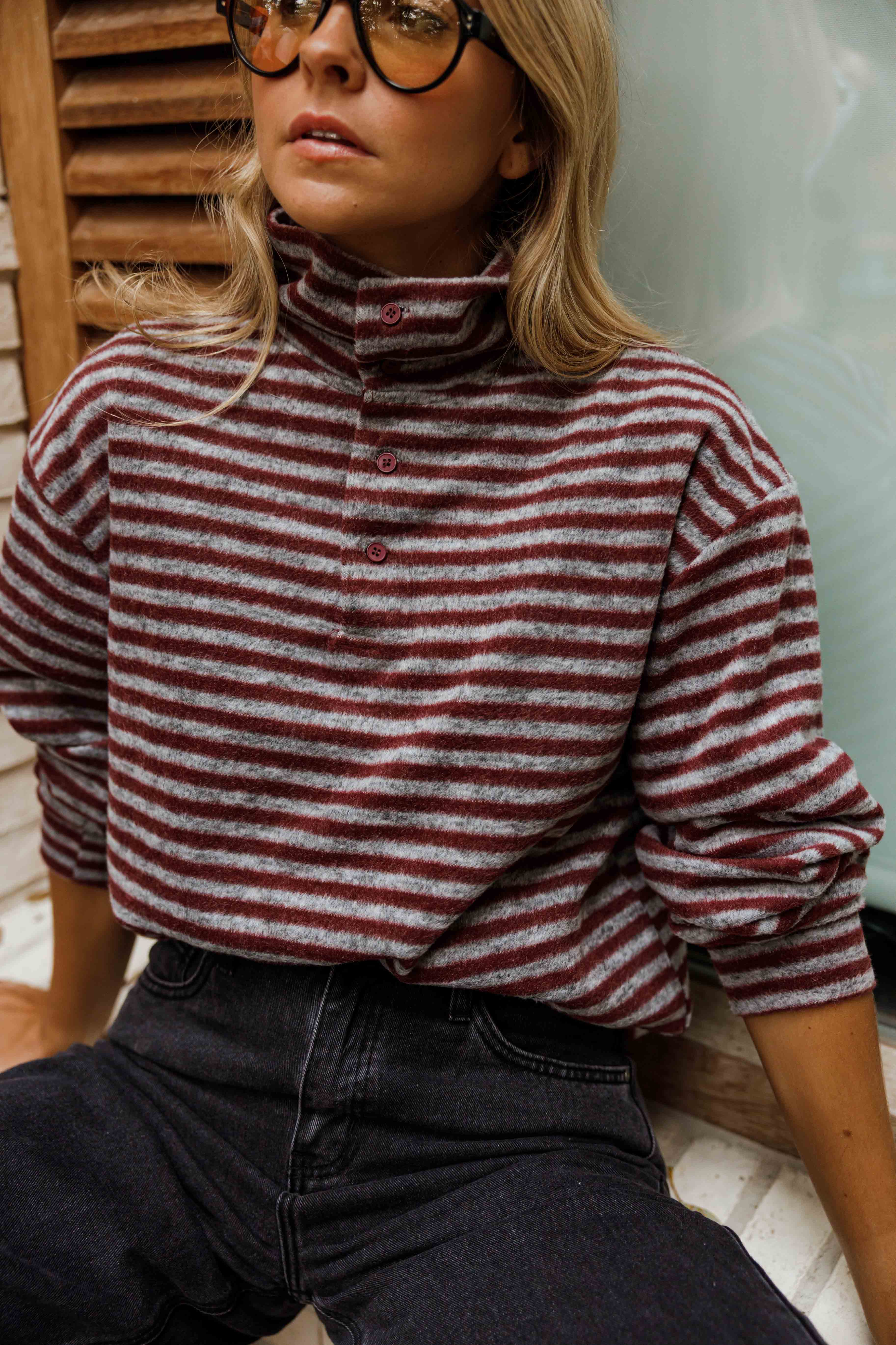 Pull Batista - gris et bordeaux - Image 3