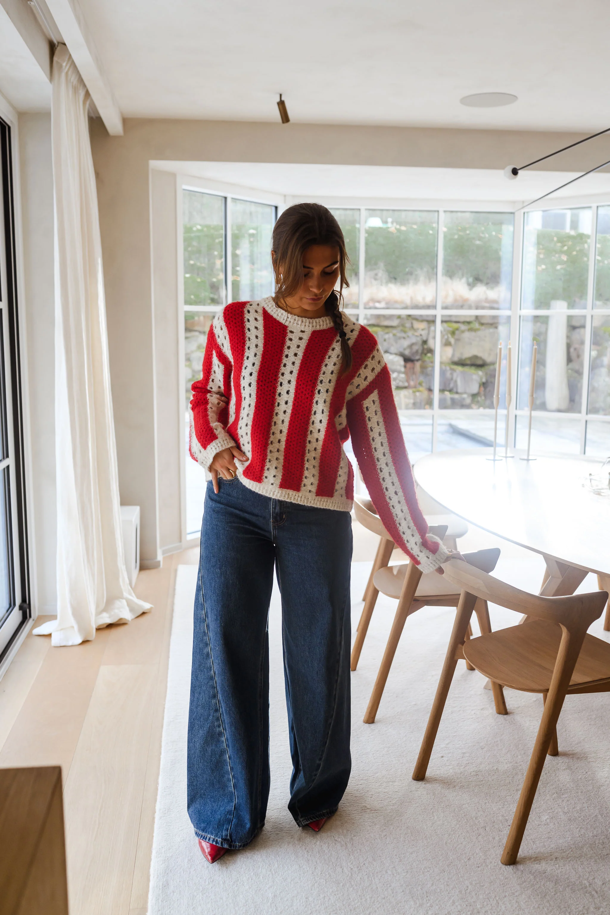 Pull Sage - rouge et écru - Image 7