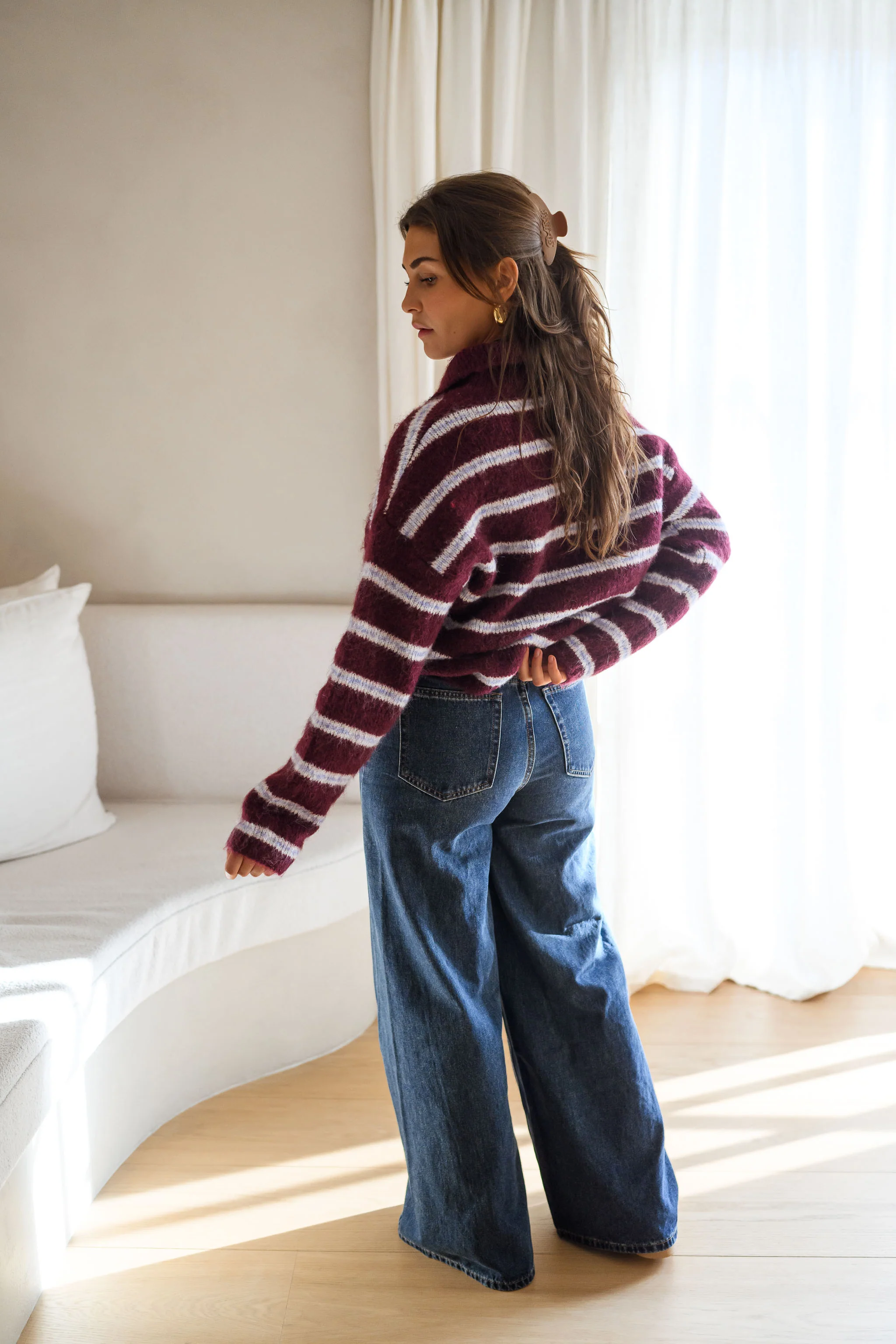 Pull Tamlin - bordeaux à lignes - Image 10