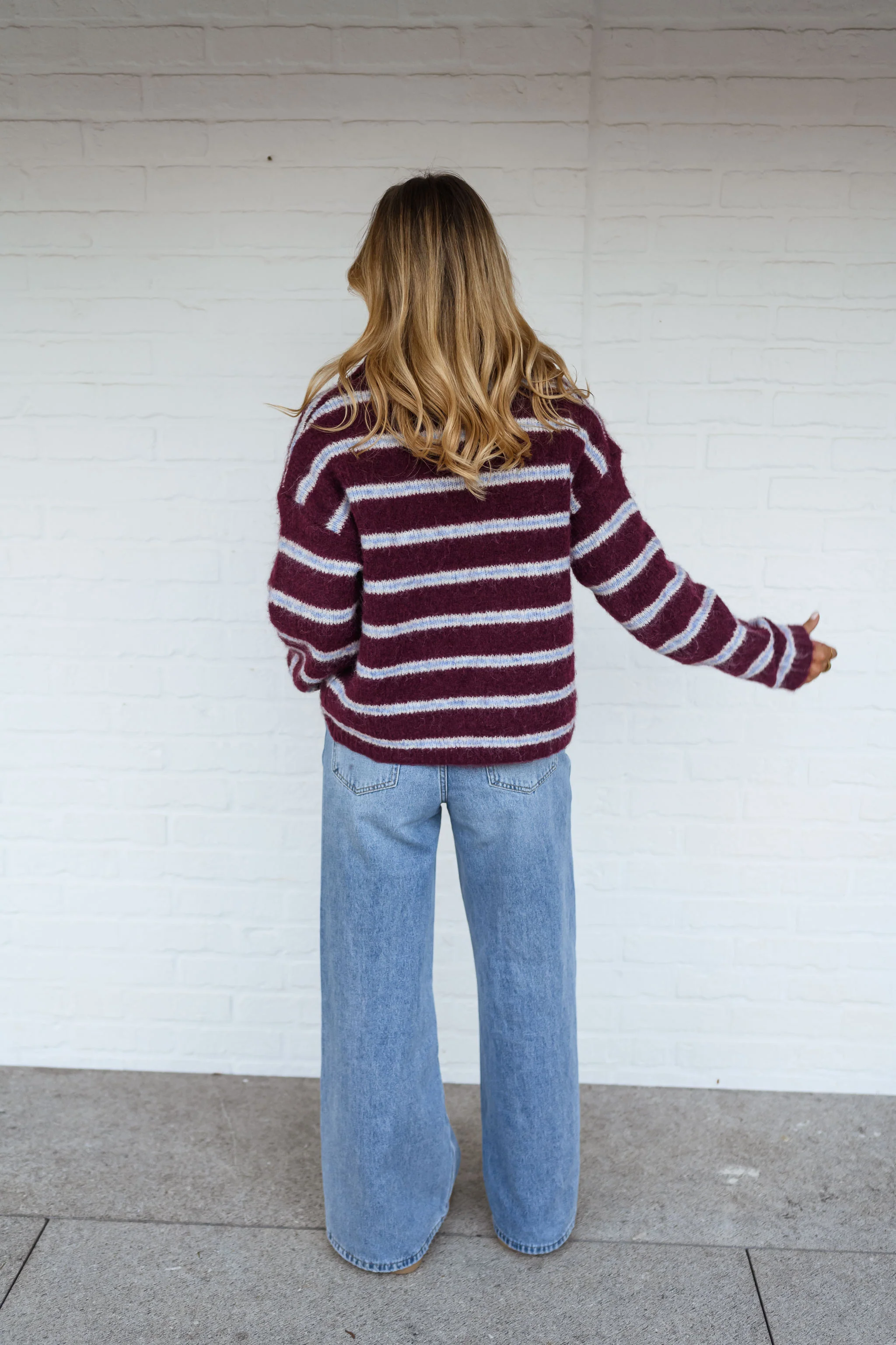 Pull Tamlin - bordeaux à lignes - Image 7