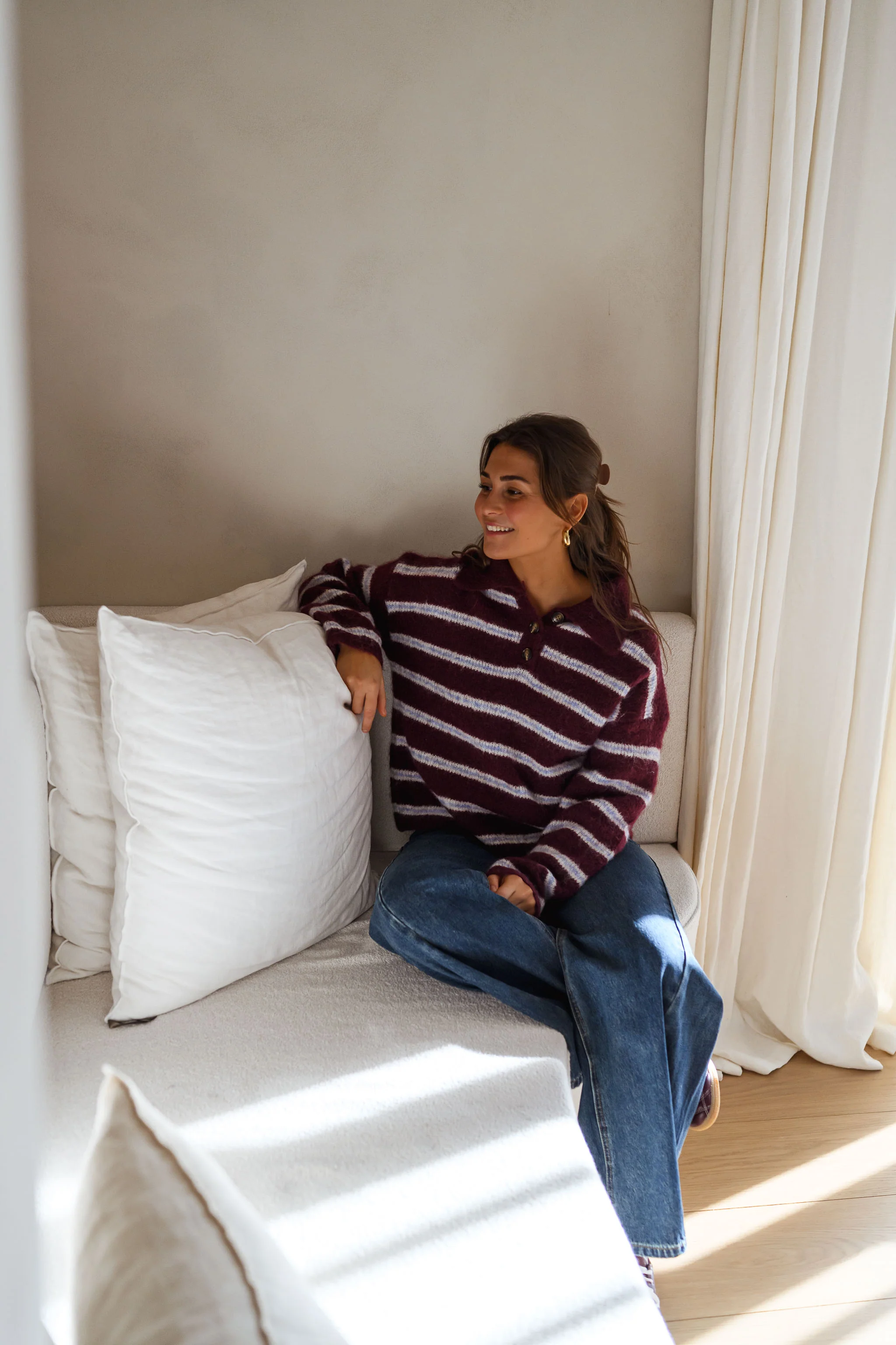 Pull Tamlin - bordeaux à lignes - Image 8