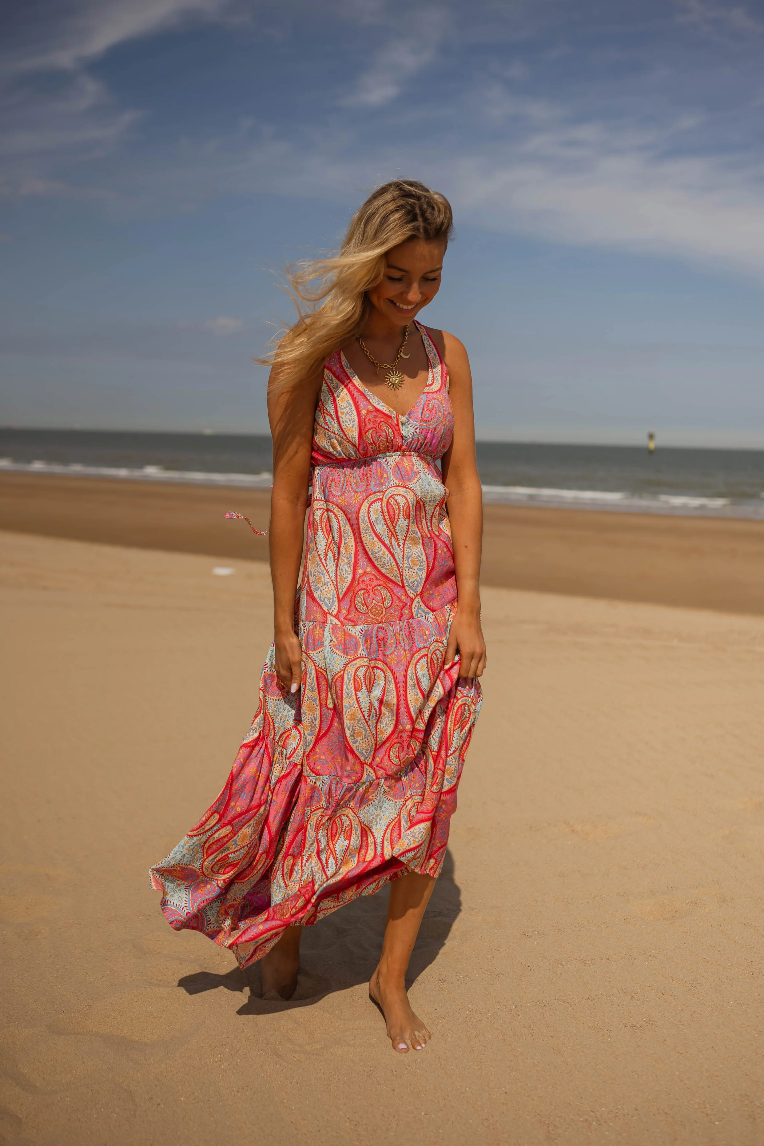 Robe Agathe - rose à motifs - Image 2