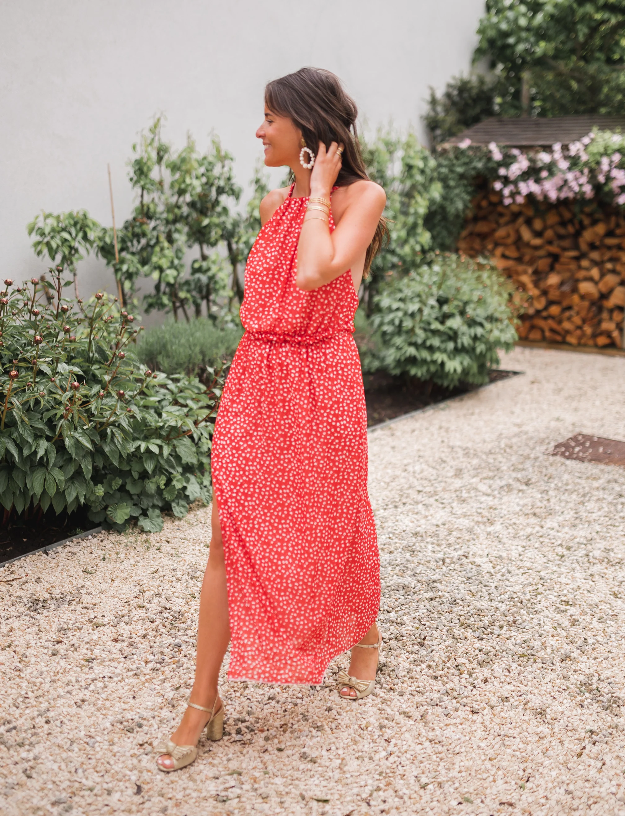 Robe Angelique - rouge à fleurs - Image 7