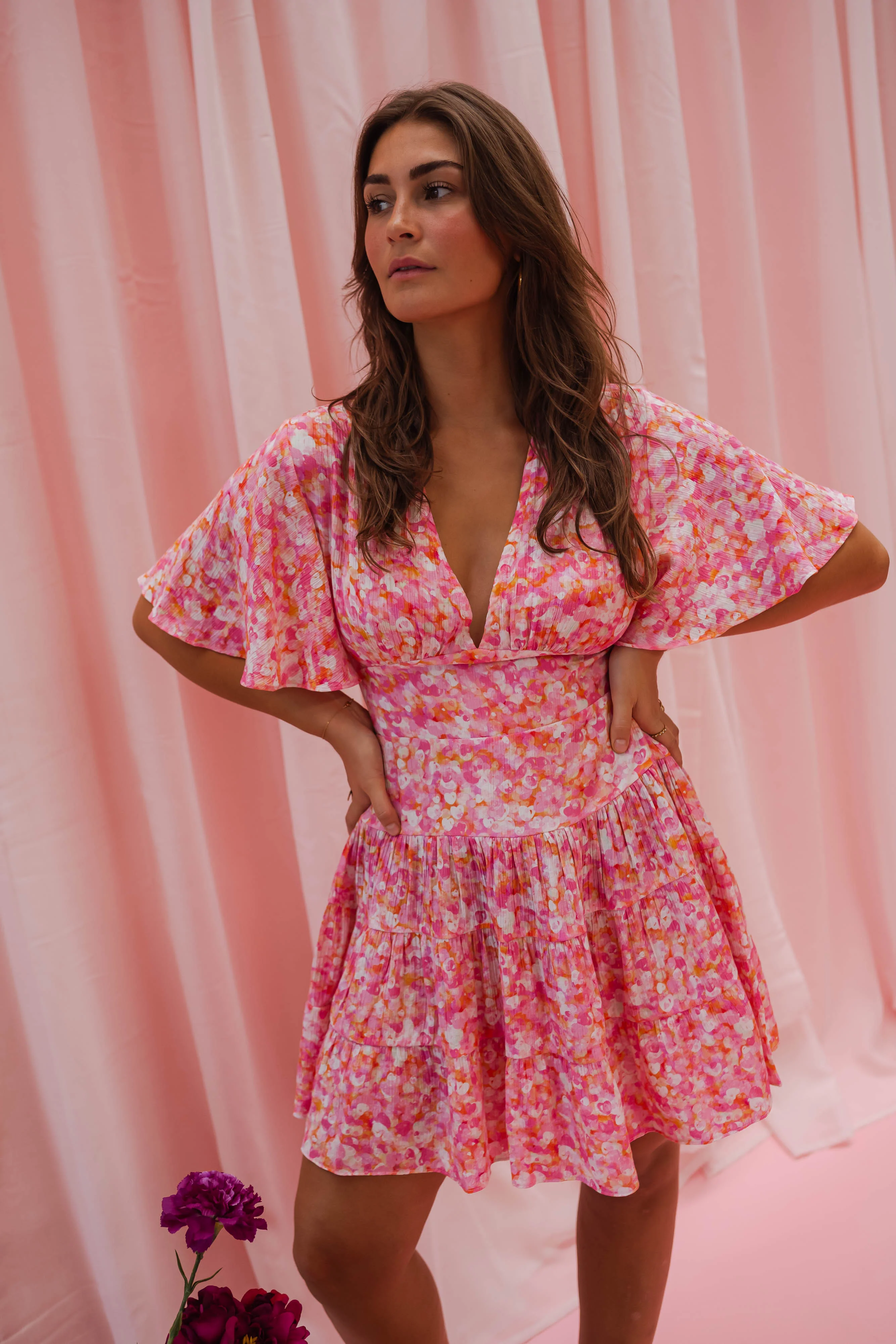 Robe Doly - rose à fleurs - Image 12