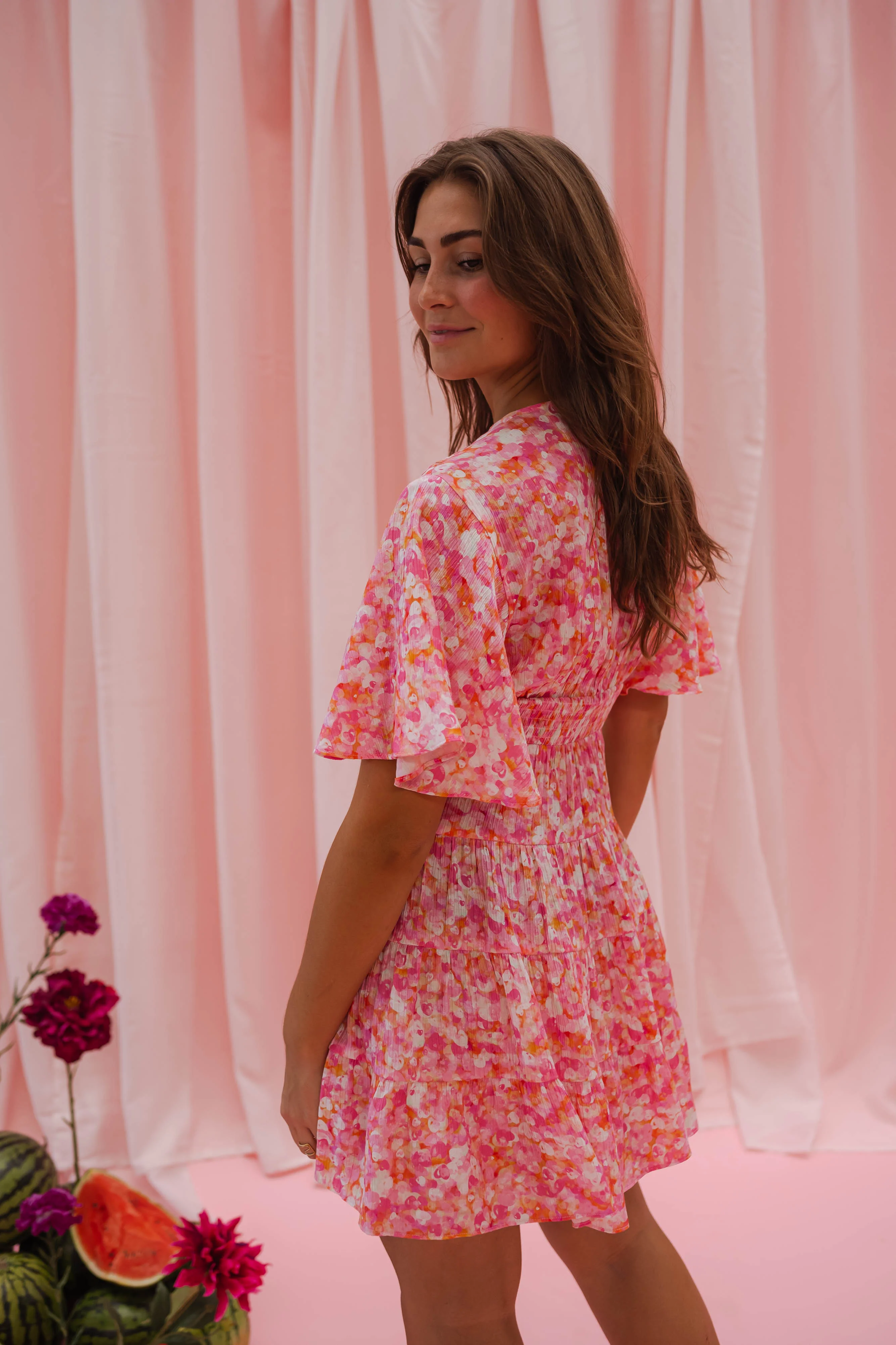Robe Doly - rose à fleurs - Image 13