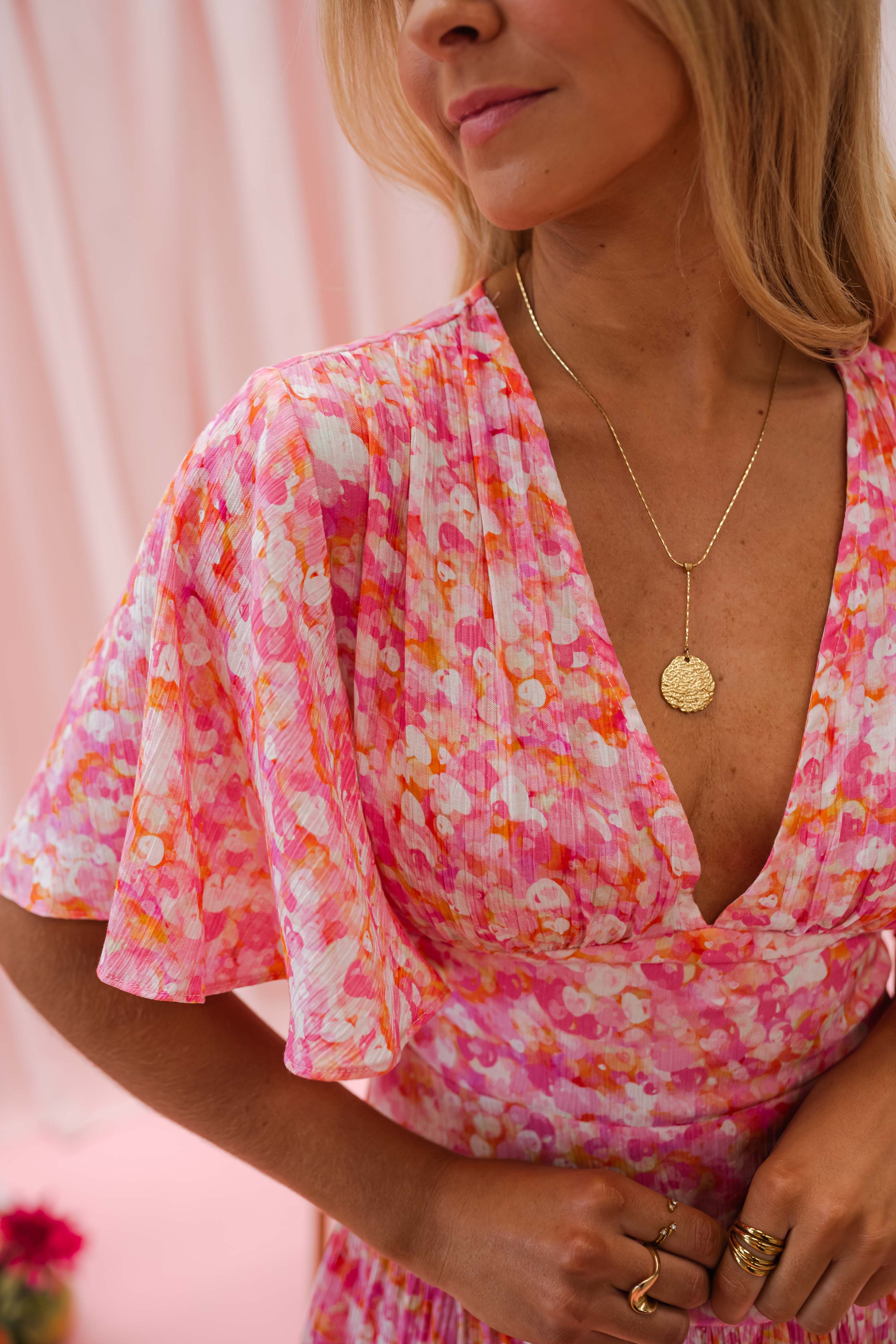 Robe Doly - rose à fleurs - Image 17