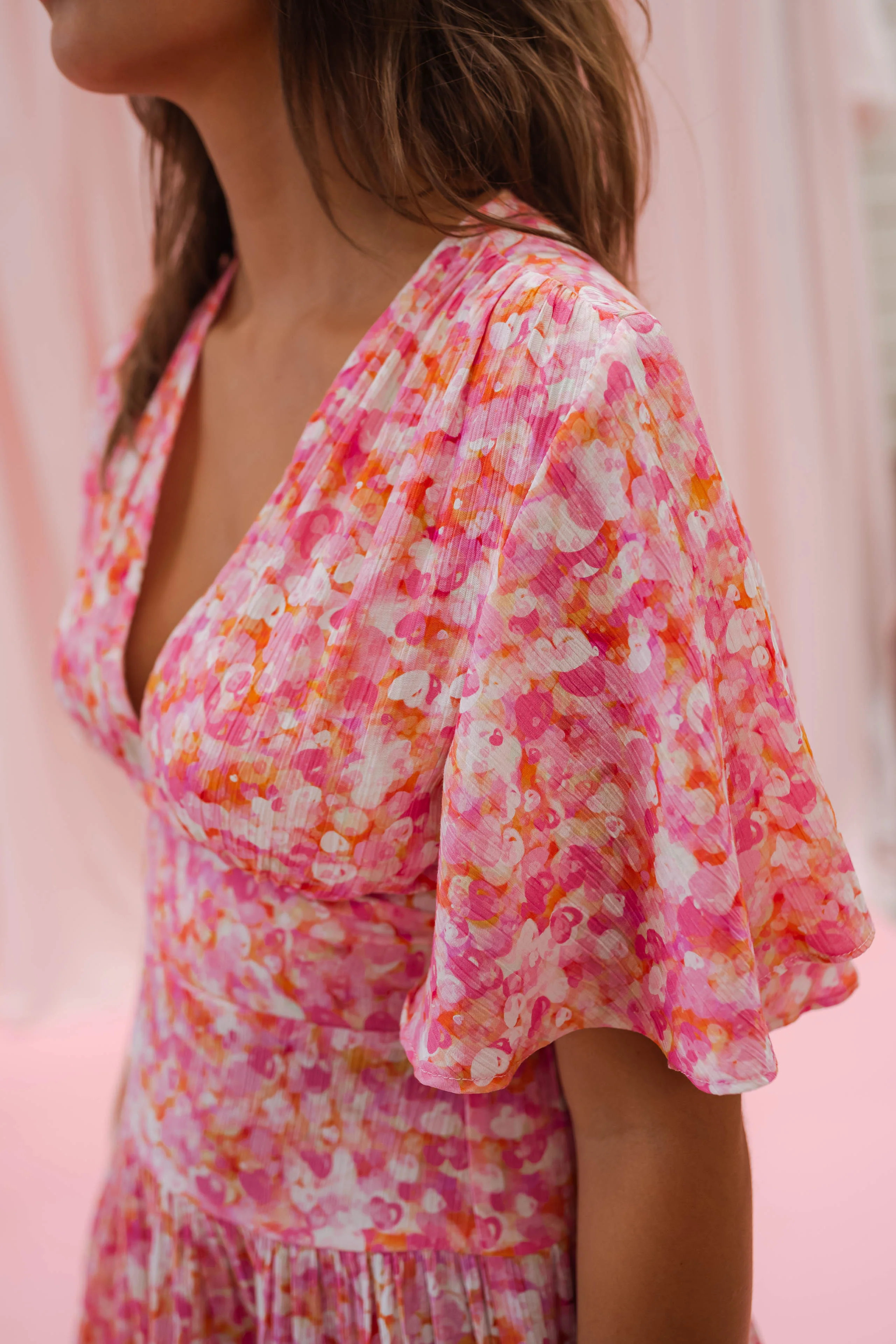Robe Doly - rose à fleurs - Image 7