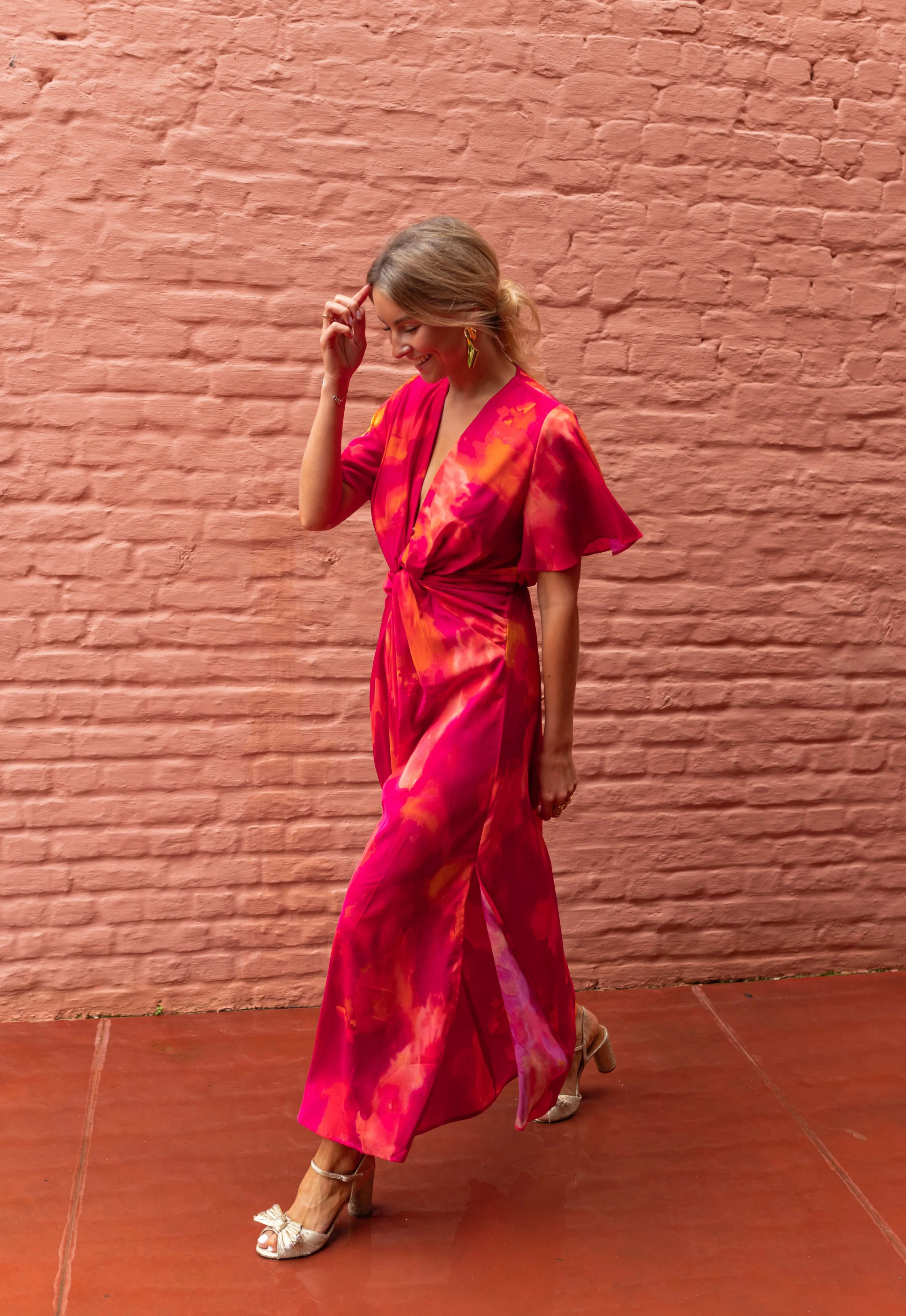 Robe Joanny - rose à motifs - Image 4