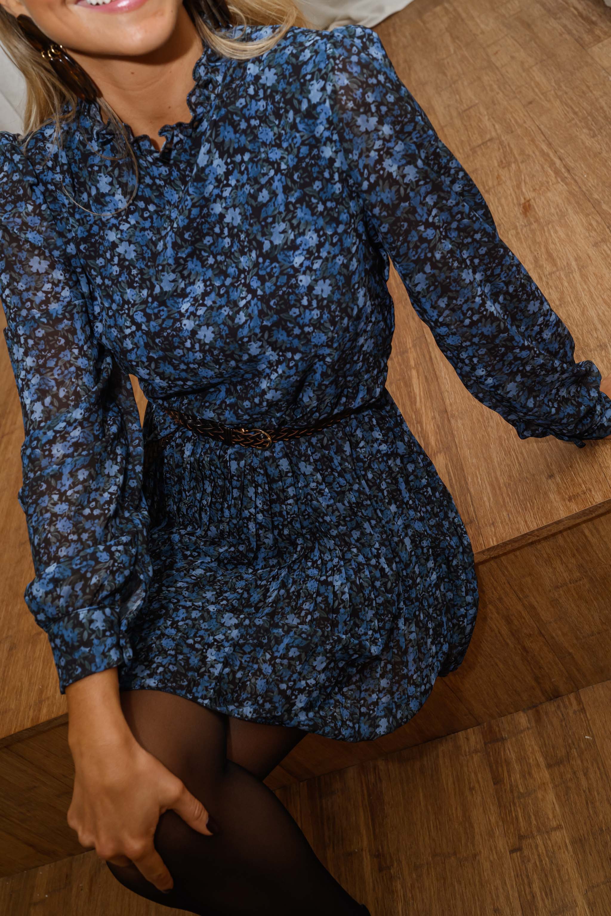 Robe Leane - bleue à fleurs - Image 2