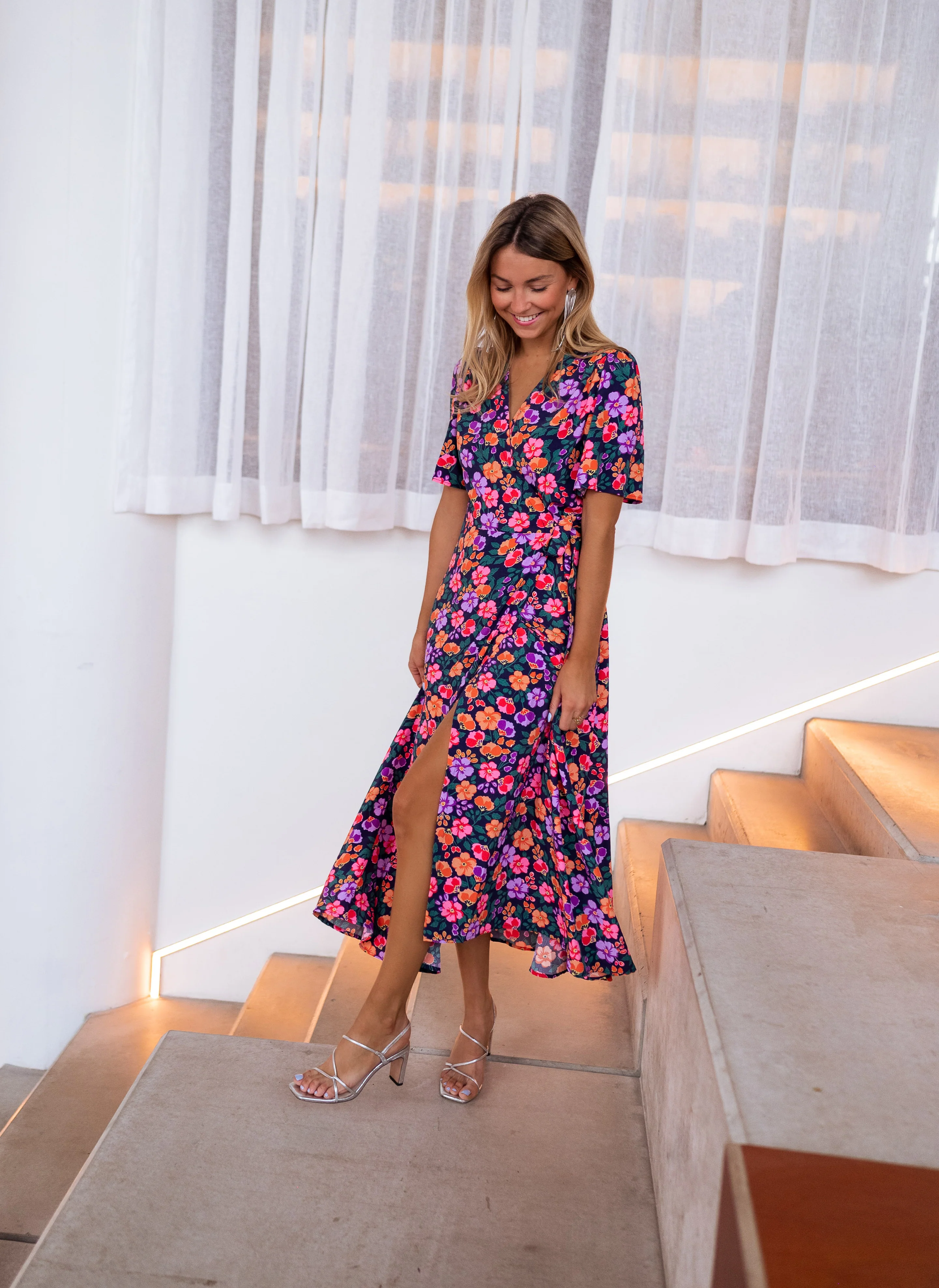 Robe Lylia - bleue à fleurs - Image 5
