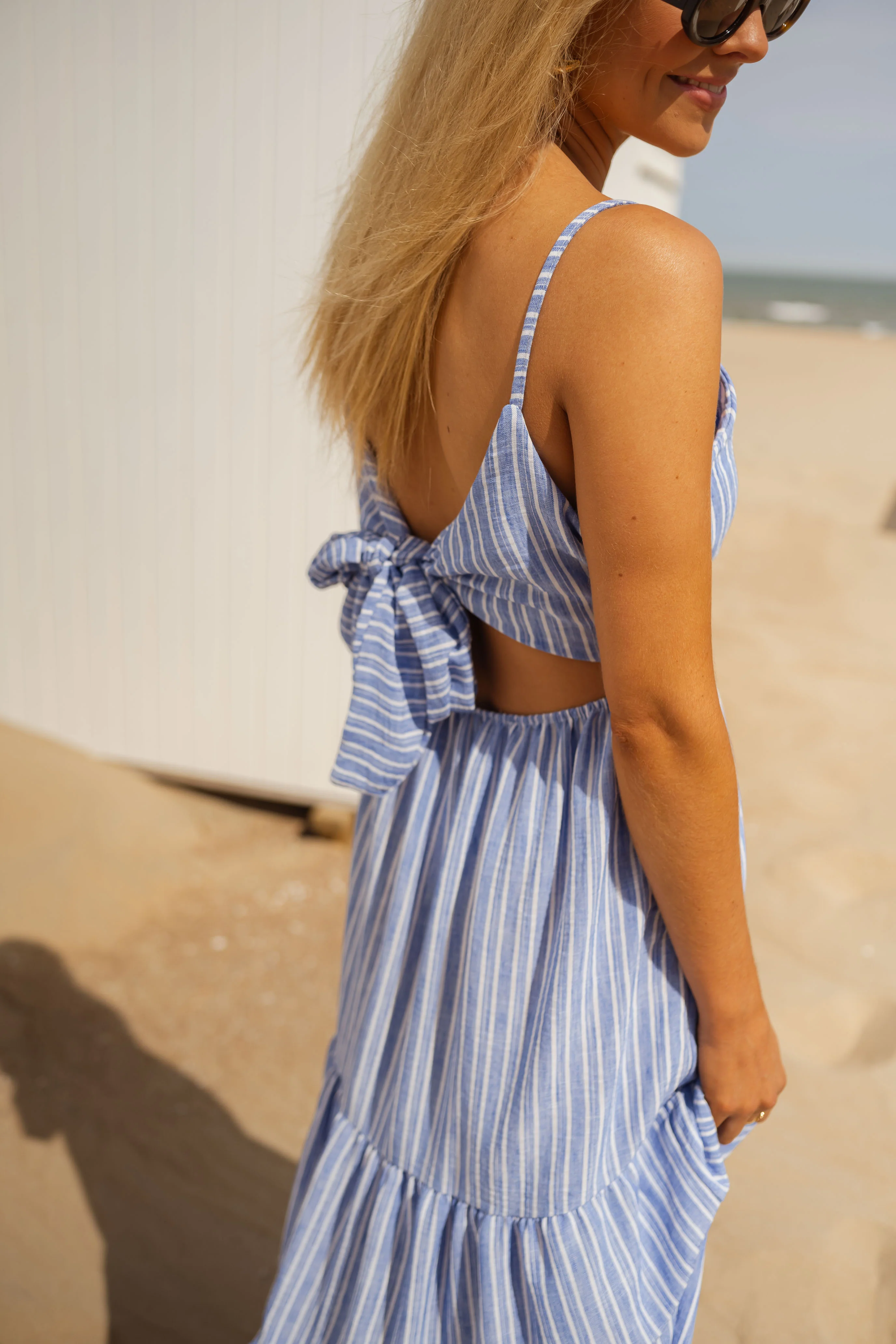 Robe Orria - à lignes bleues et écrues - Image 11