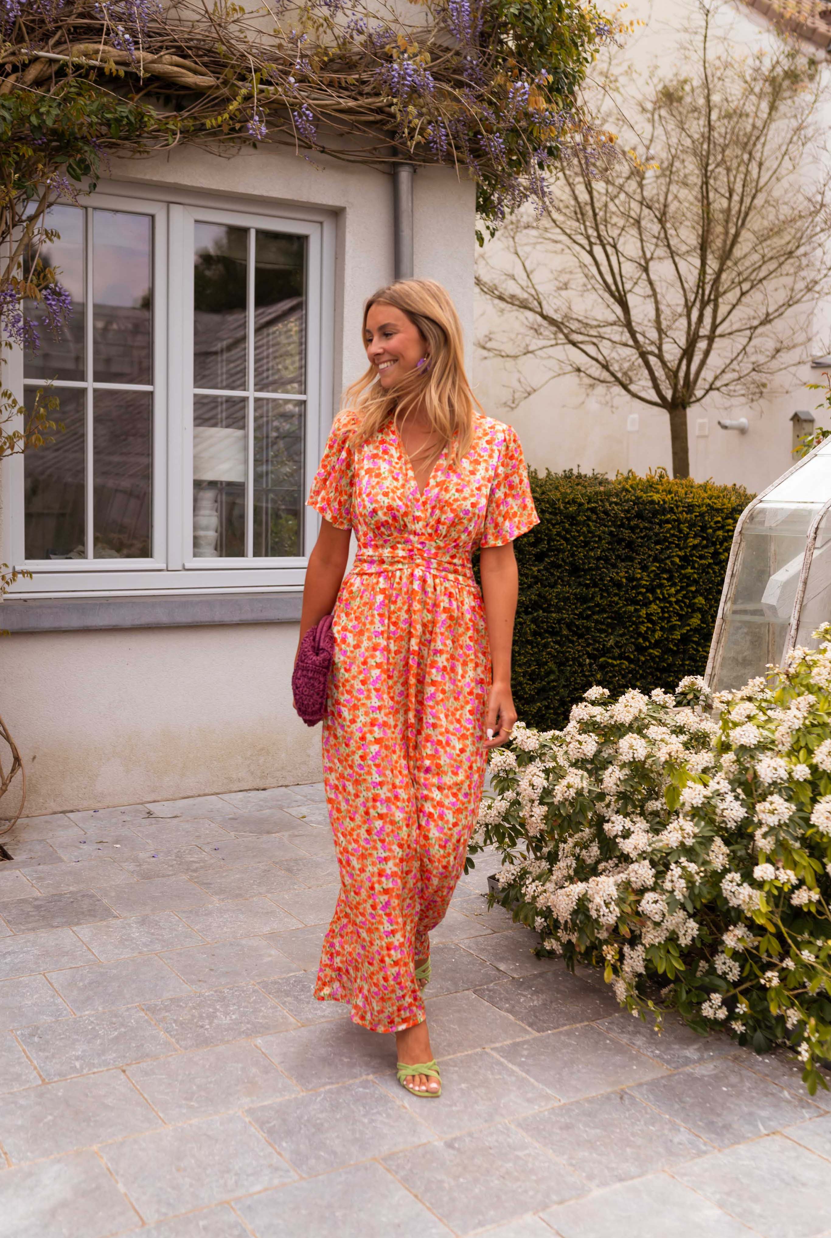 Robe Shilow - orange à fleurs - Image 11