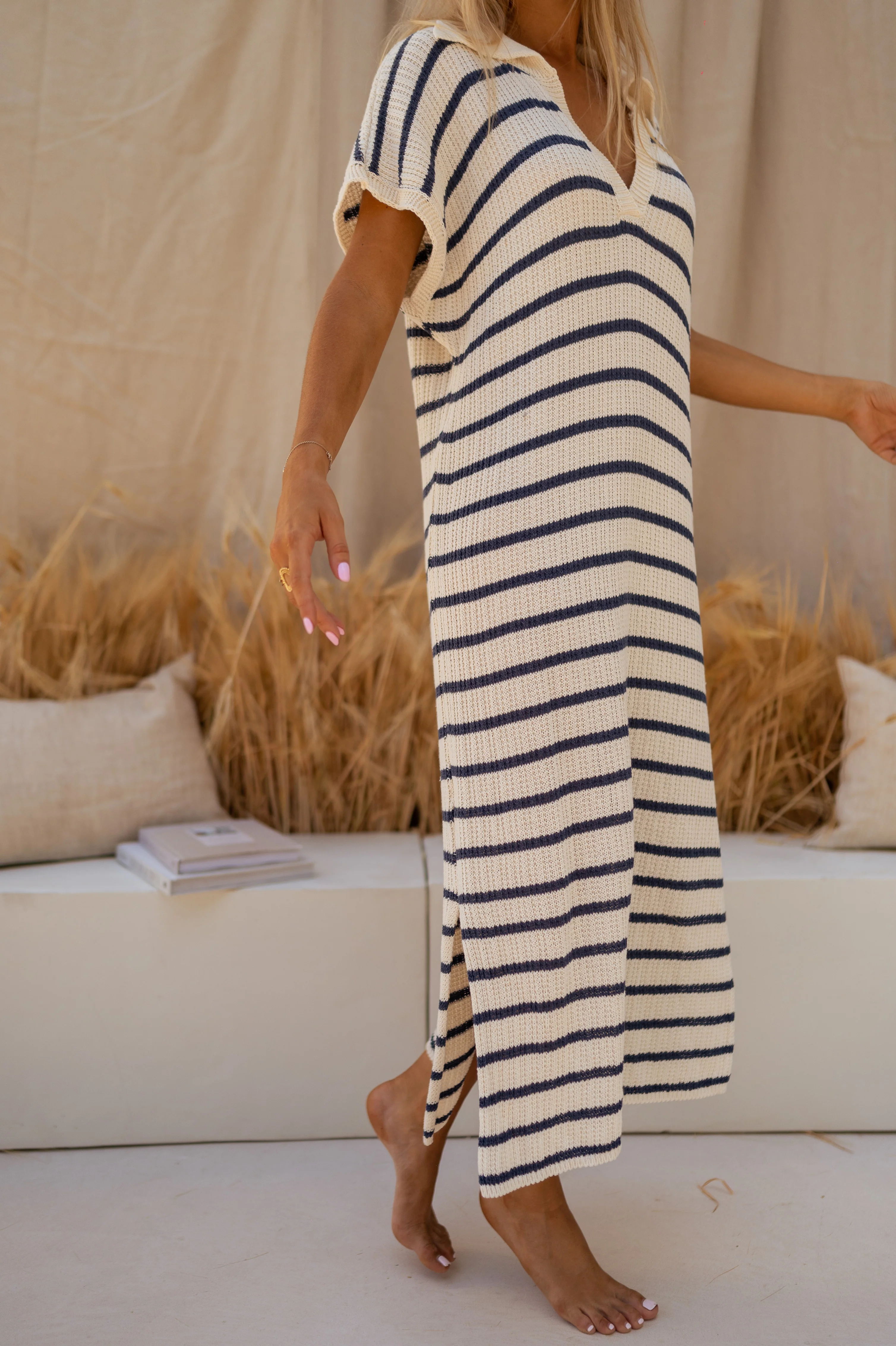 Robe Soam - à lignes bleues et écrues - Image 6