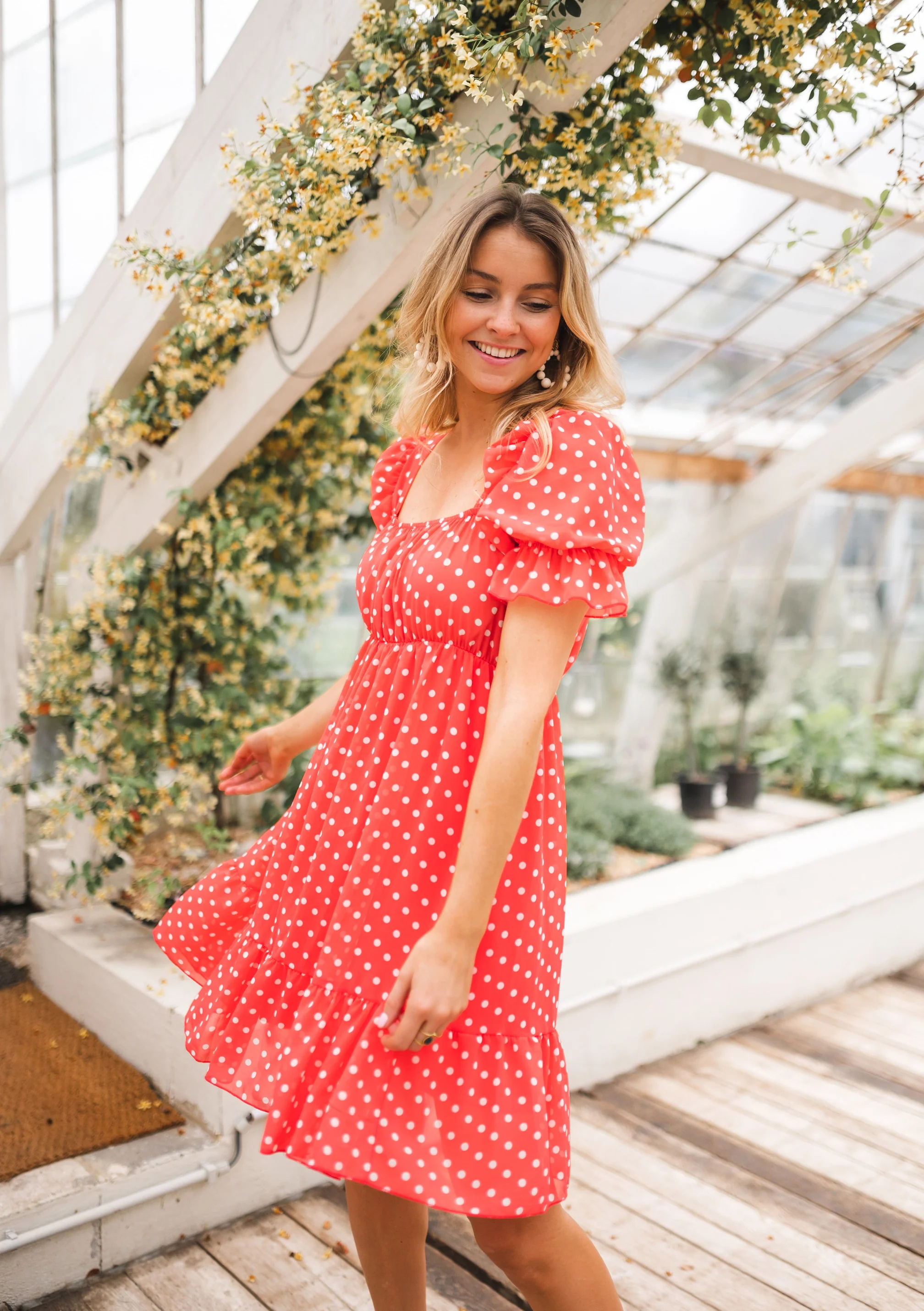 Robe Talou corail - à pois blanc - Image 3