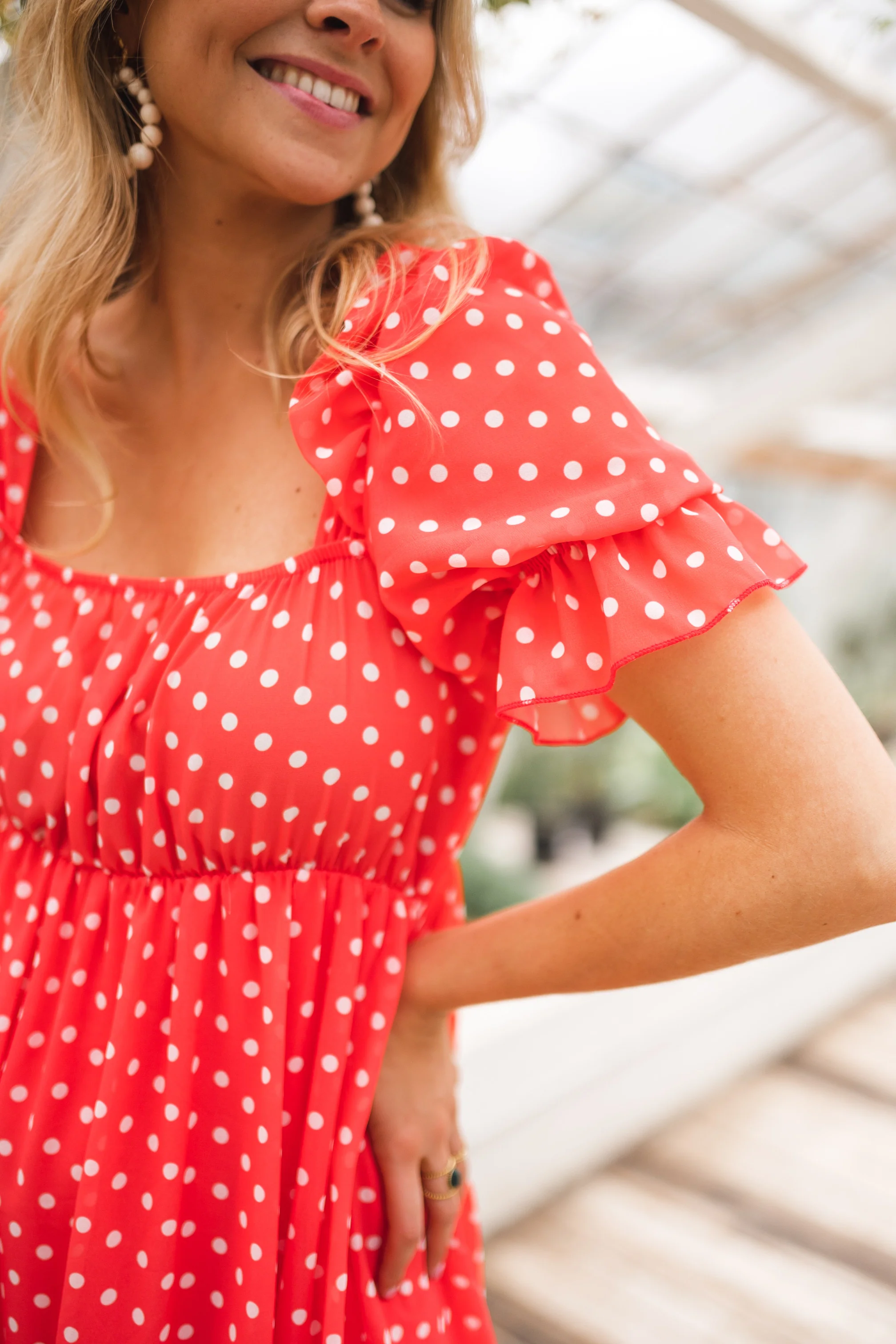 Robe Talou corail - à pois blanc - Image 4