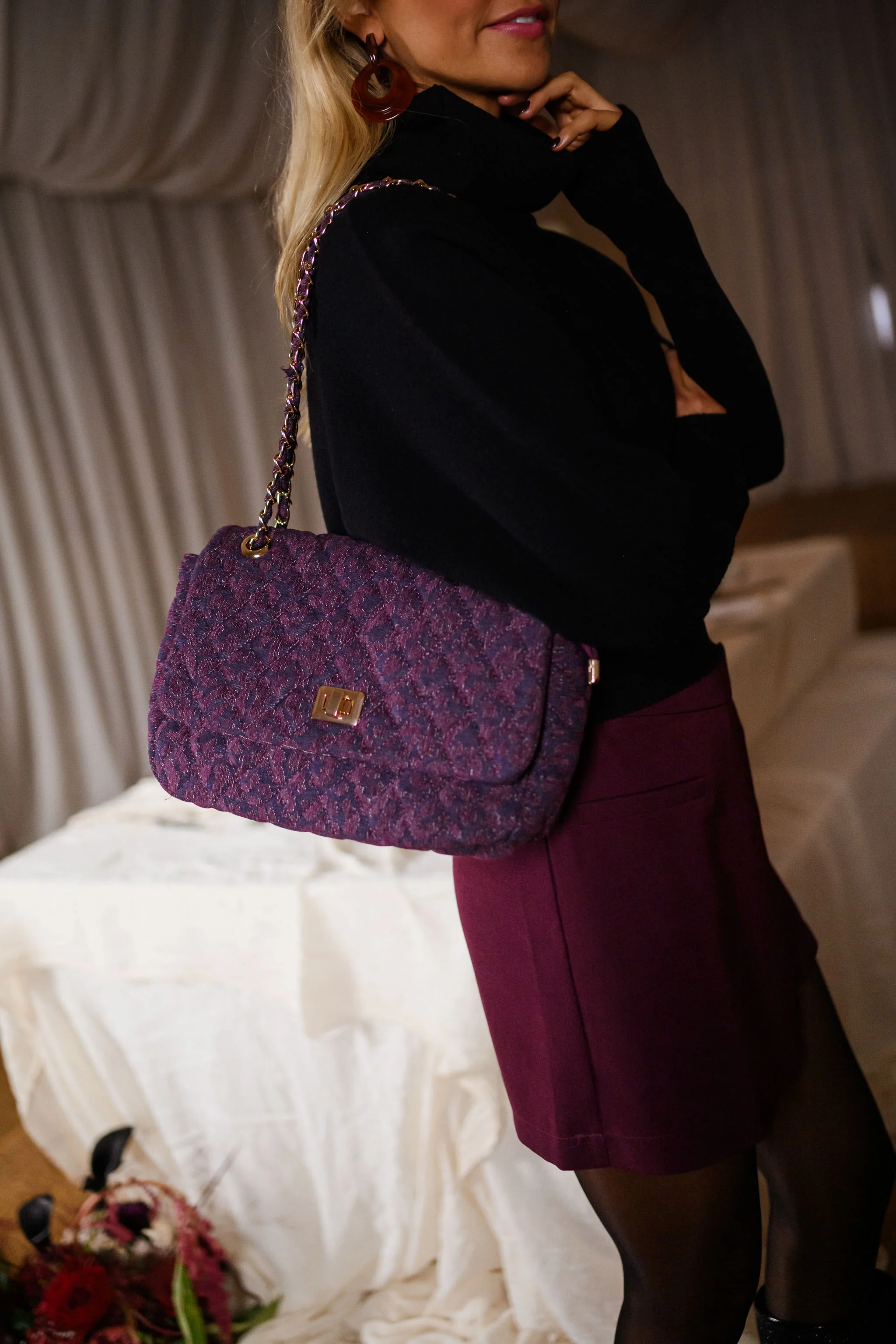 Sac Meva - bordeaux à motifs léopard - Image 3