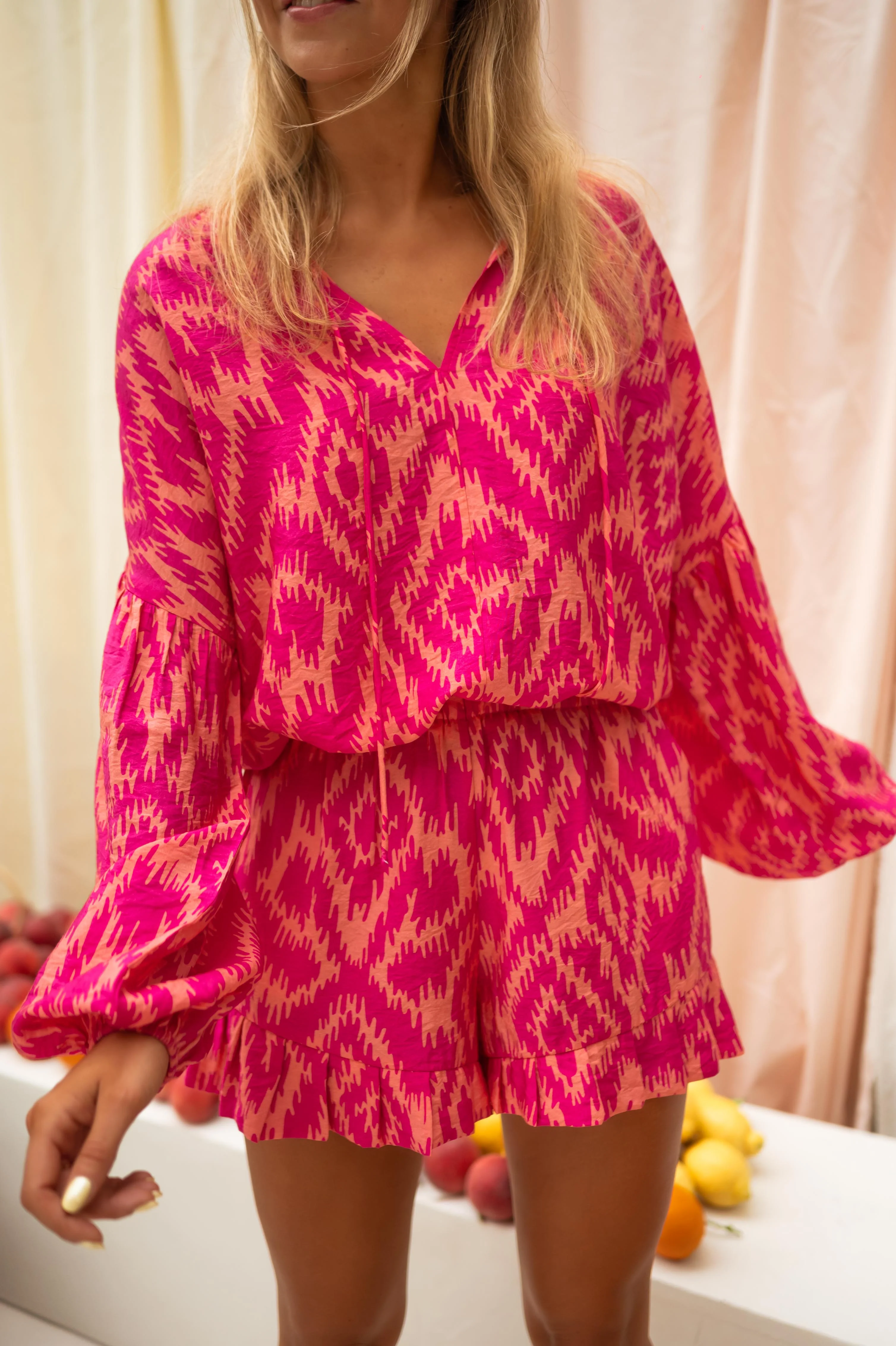 Short Denis - rose à motifs - Image 6