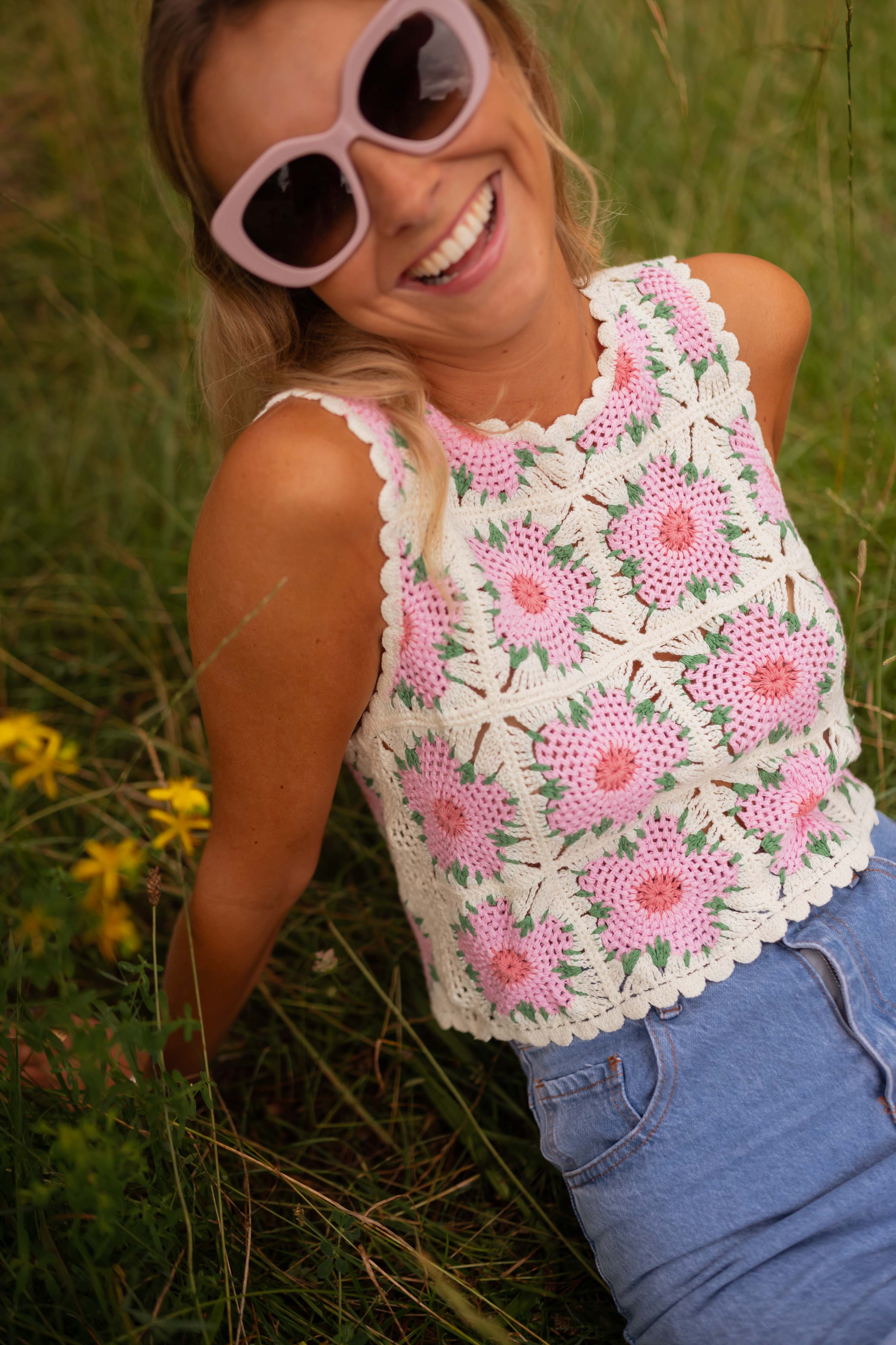 Top Alisha - écru et rose - Image 2