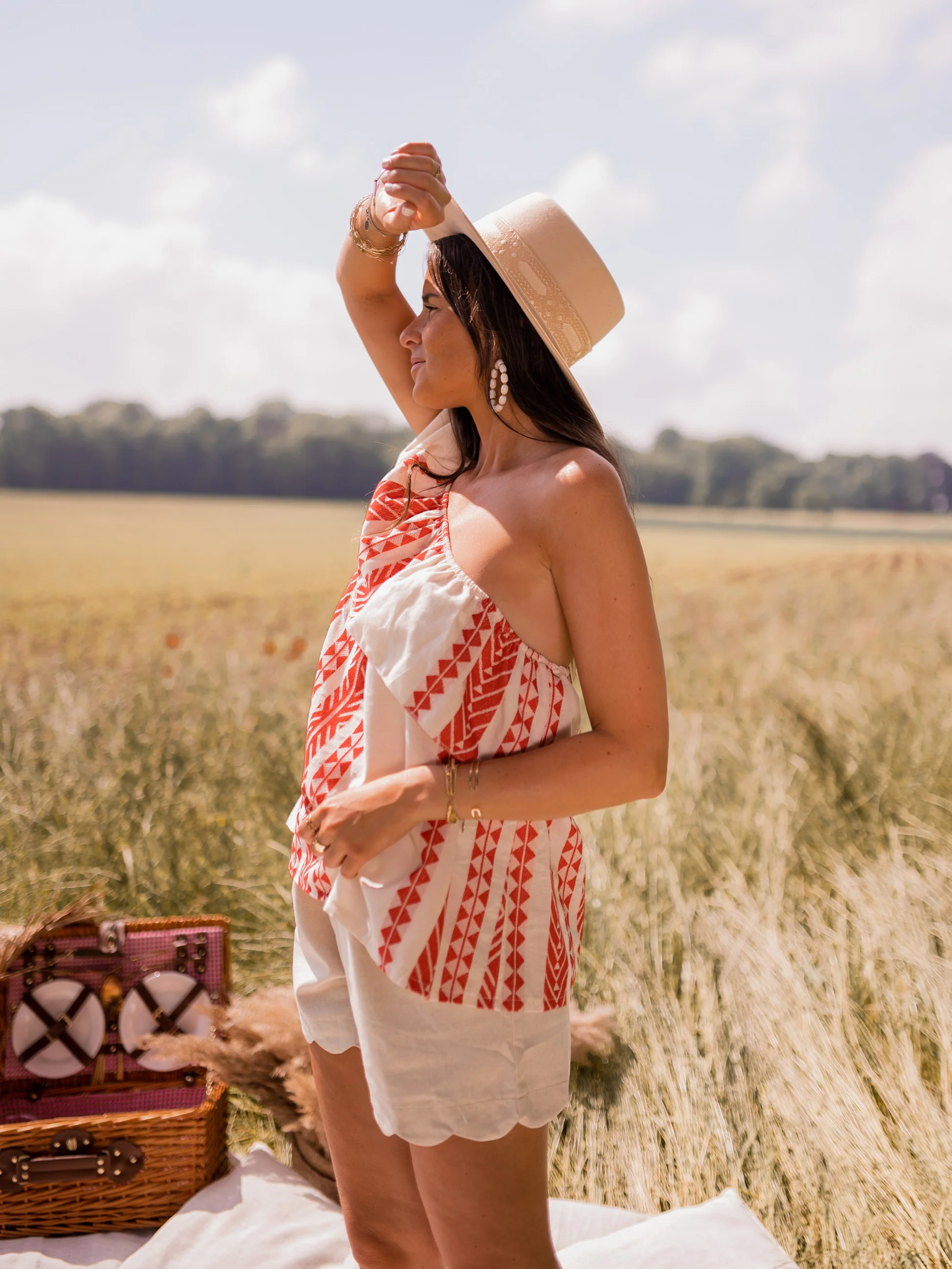 Top Brigie - à motifs rouge et beige - Image 6