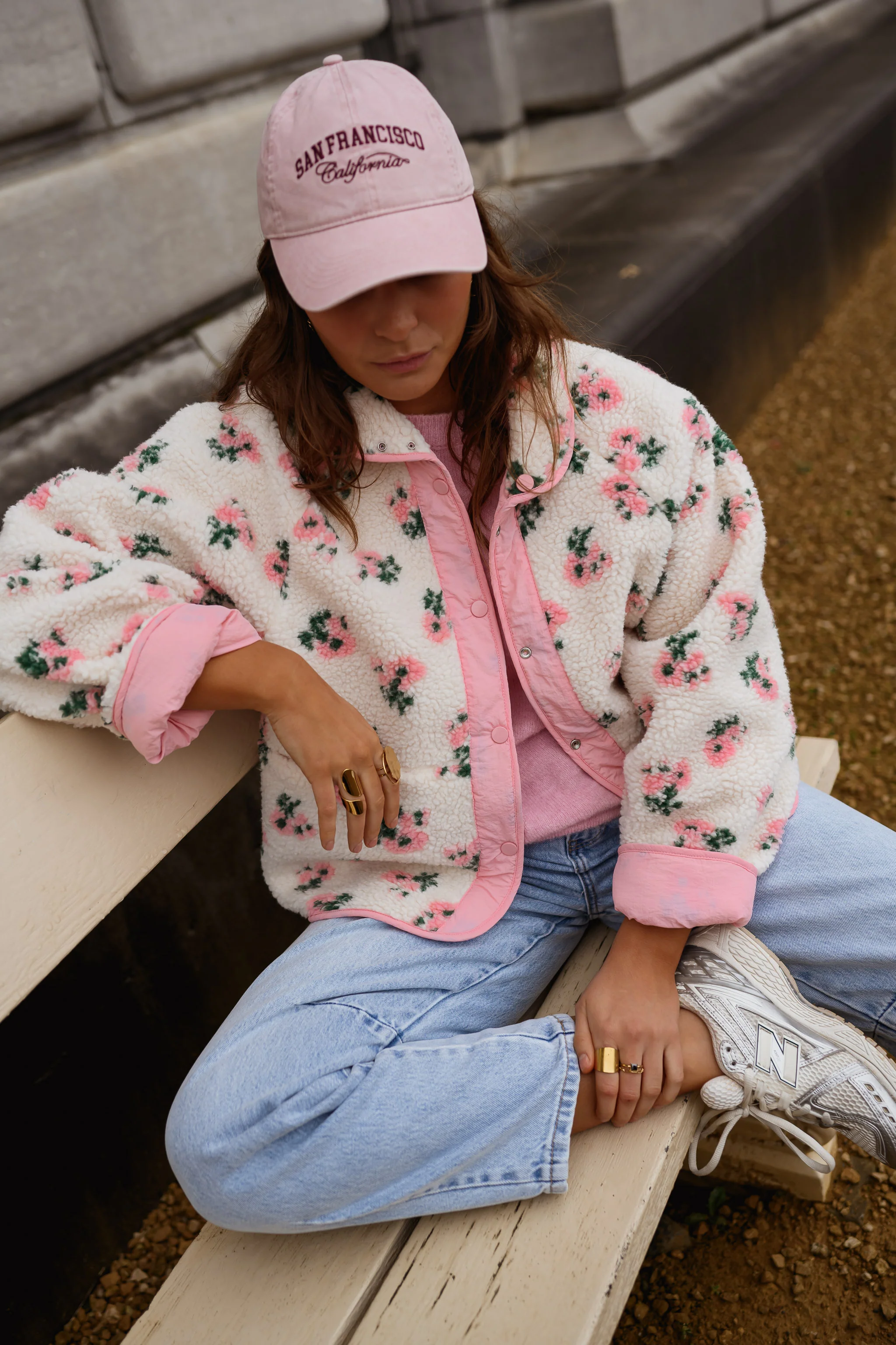 Veste Martina - rose et écrue à fleurs - Image 3