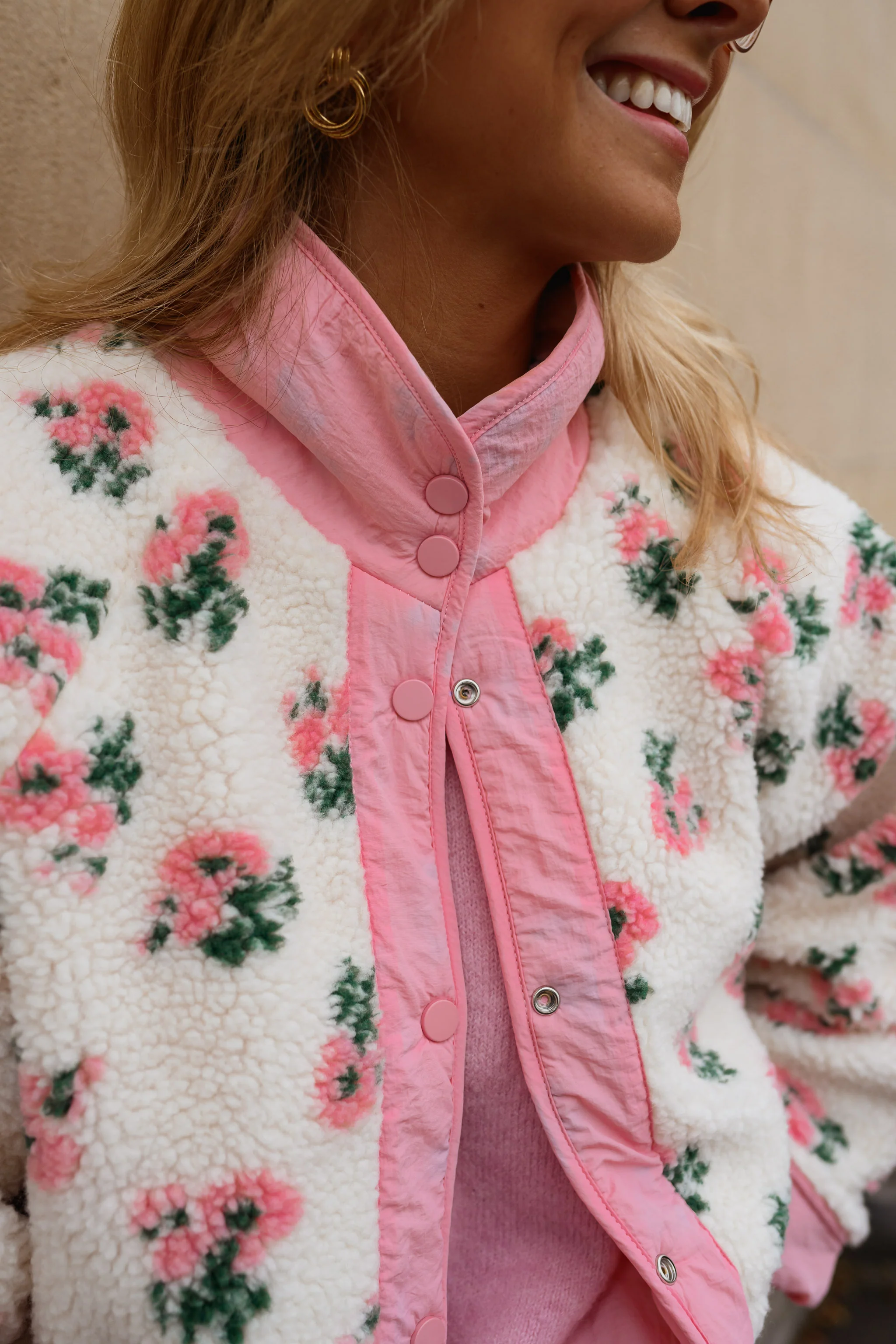 Veste Martina - rose et écrue à fleurs - Image 5