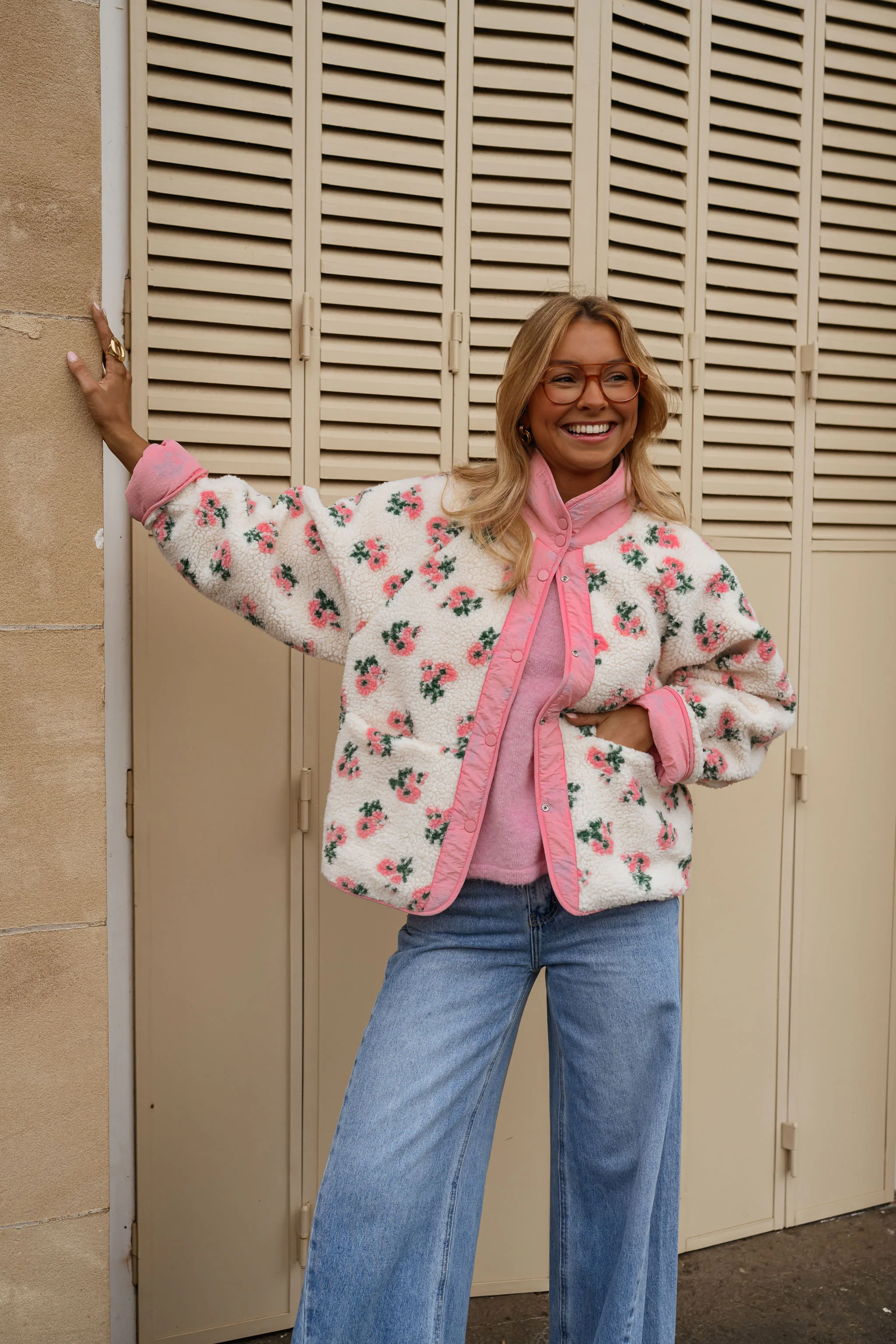 Veste Martina - rose et écrue à fleurs - Image 6